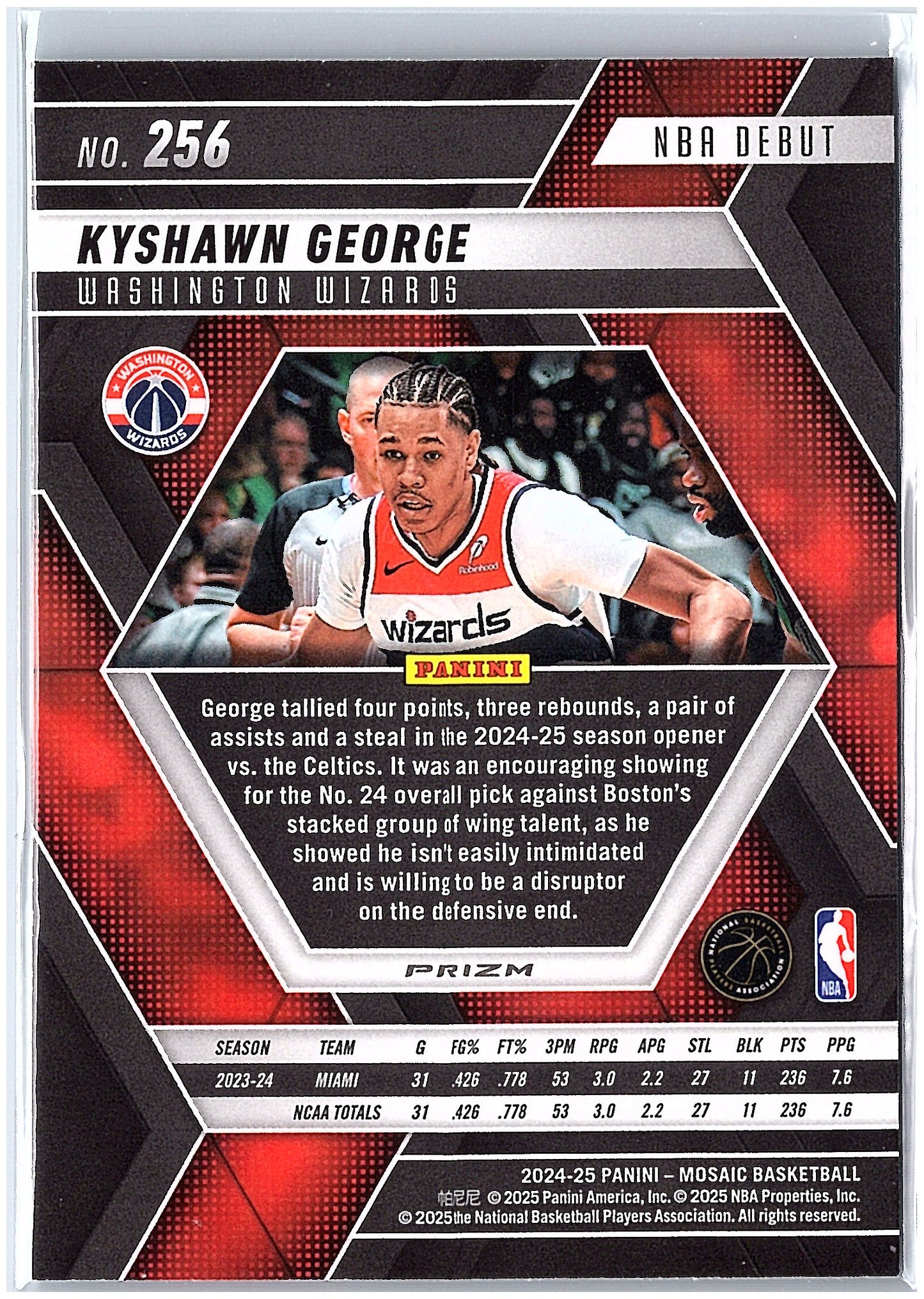 2024-25 Panini Mosaic #256 Kyshawn George Green Mosaic