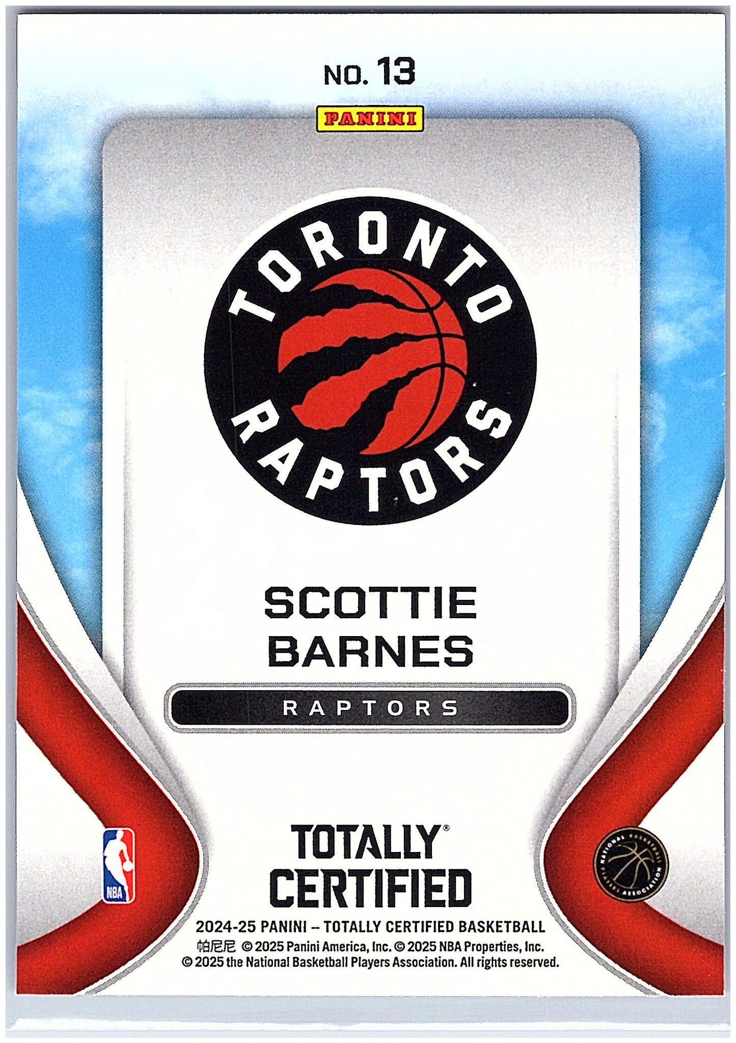 2024-25 Panini Totally Certified #13 Scottie Barnes Franchise Foundations
