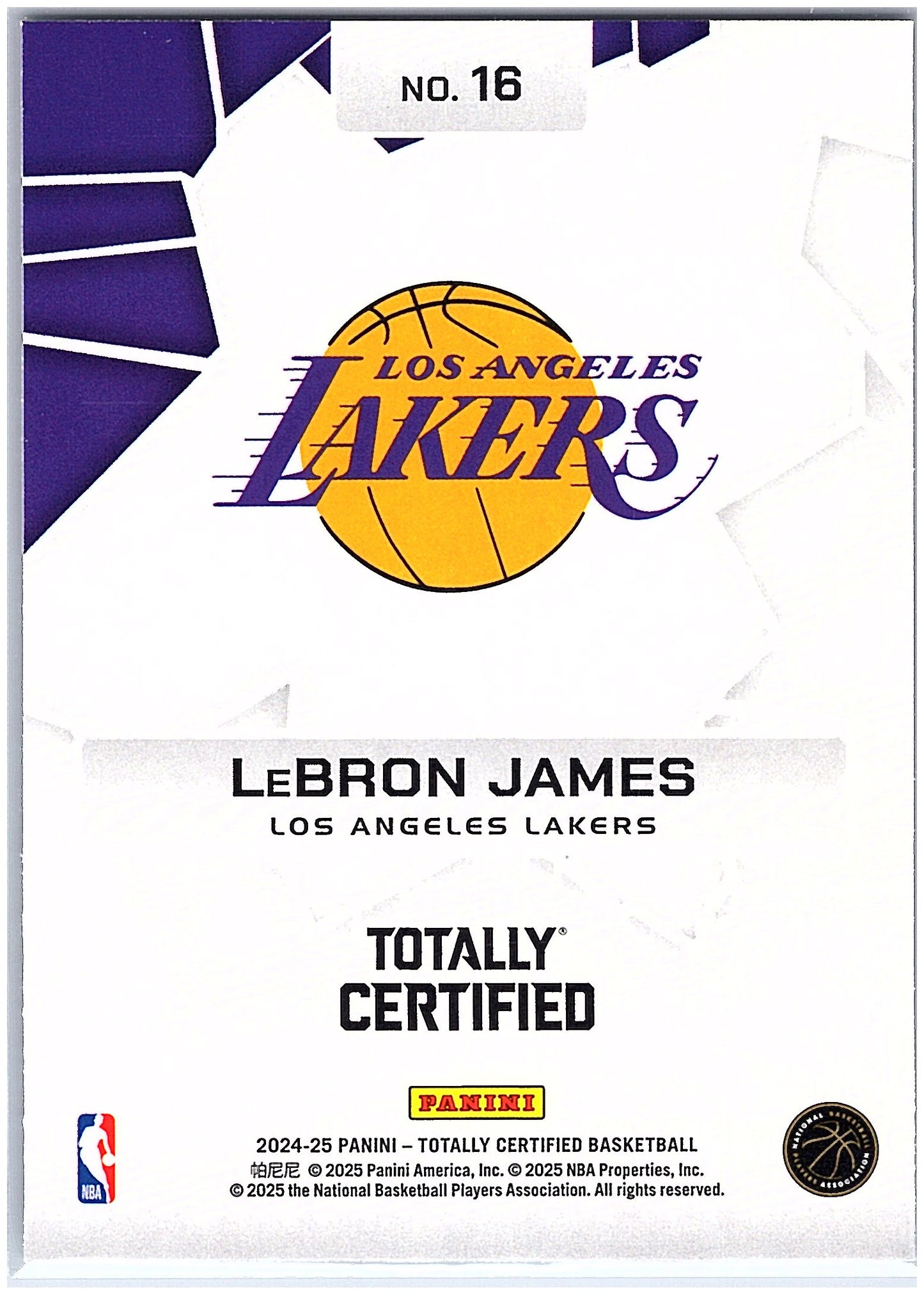 2024-25 Panini Totally Certified #16 LeBron James Rock the Rim Mirror