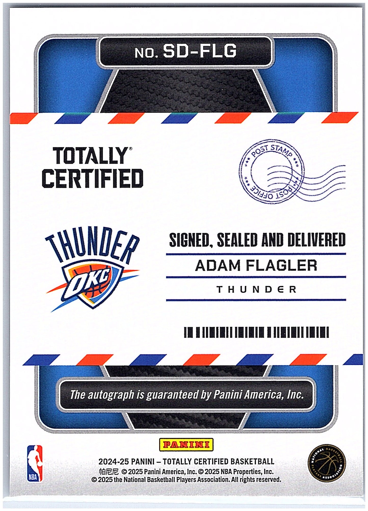 2024-25 Panini Totally Certified Auto SSD #SD-FLG Adam Flagler