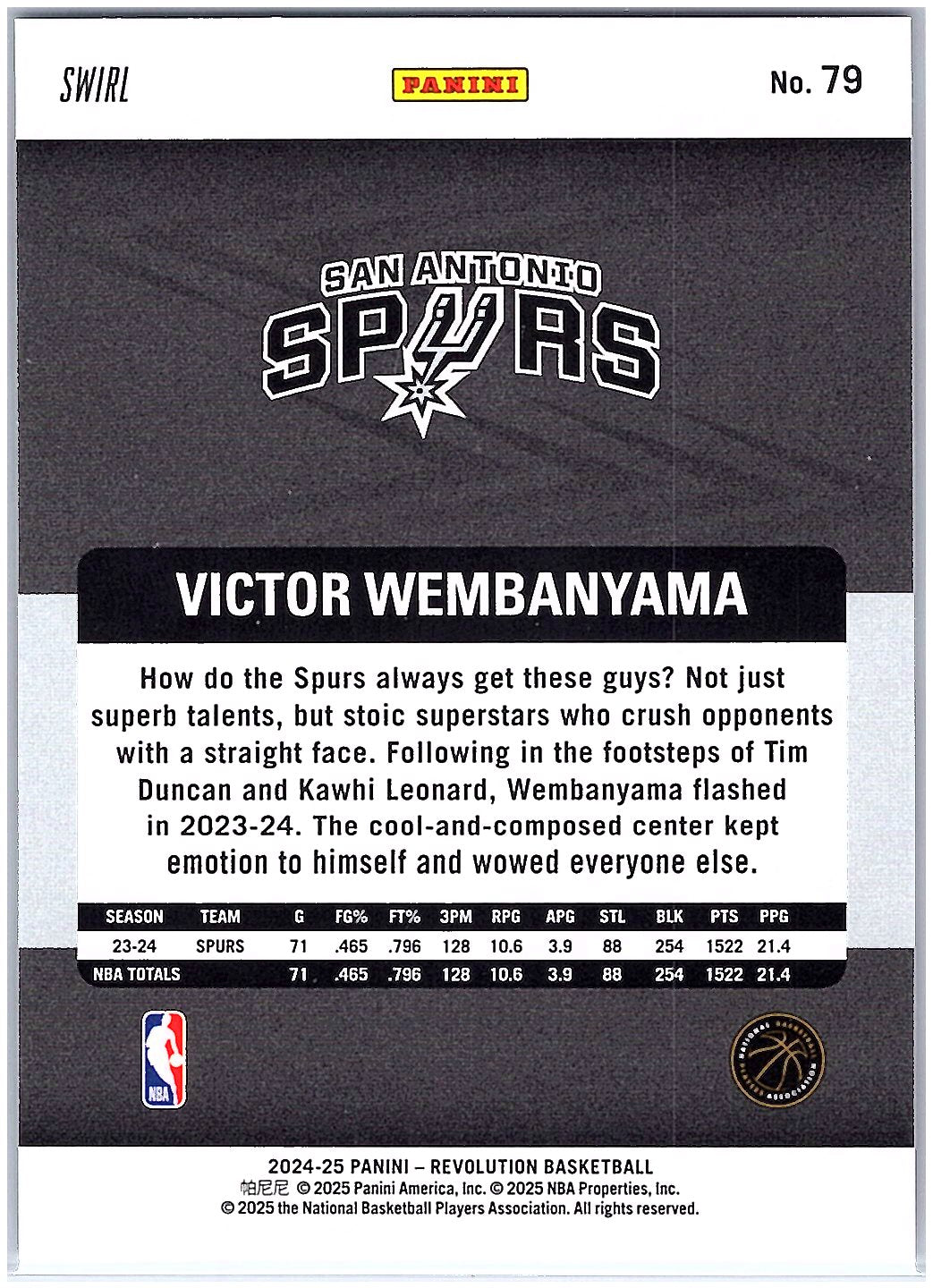 2024-25 Panini Revolution #79 Victor Wembanyama Red Swirl
