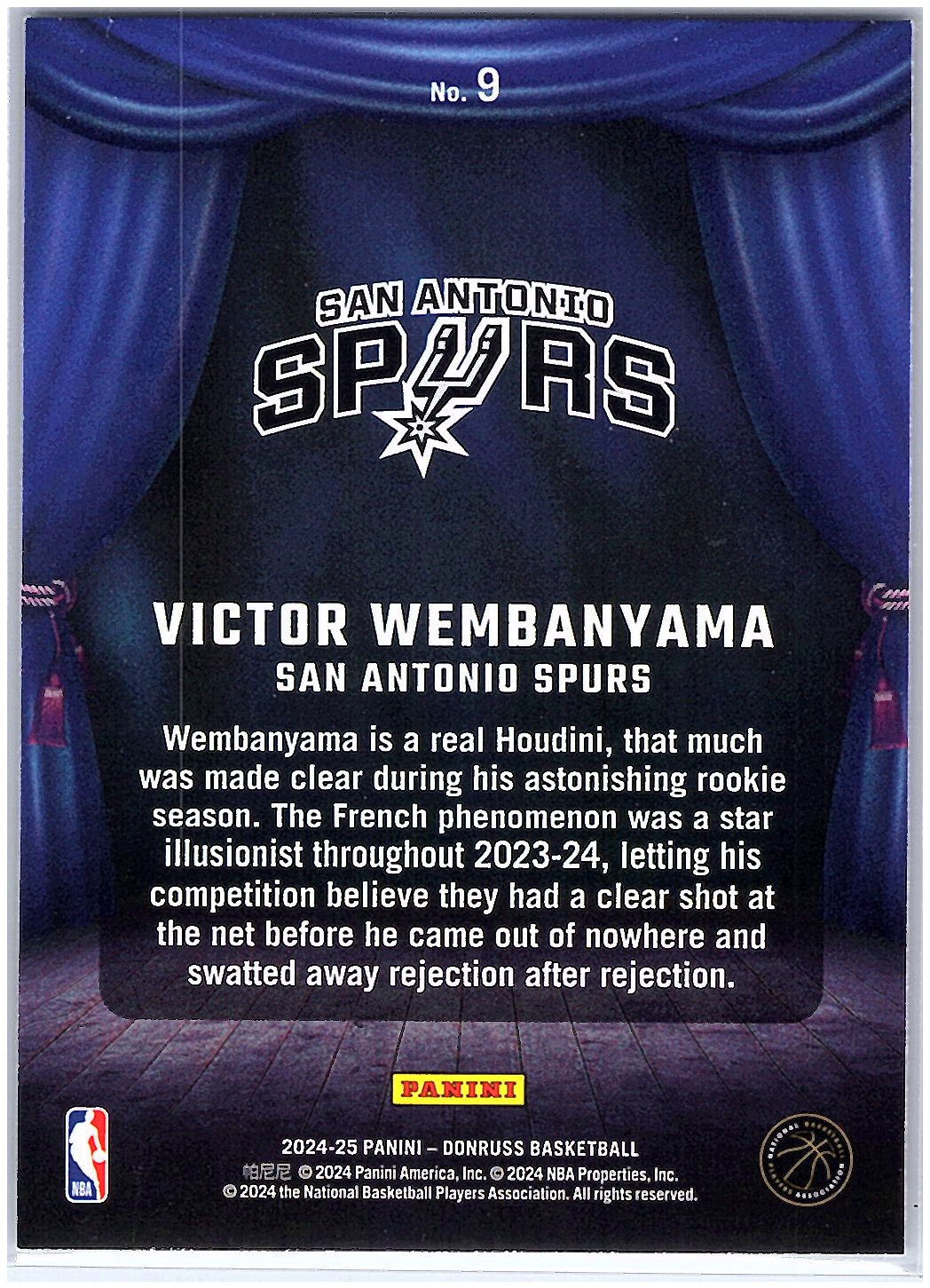 2024-25 Donruss #9 Victor Wembanyama Magicians
