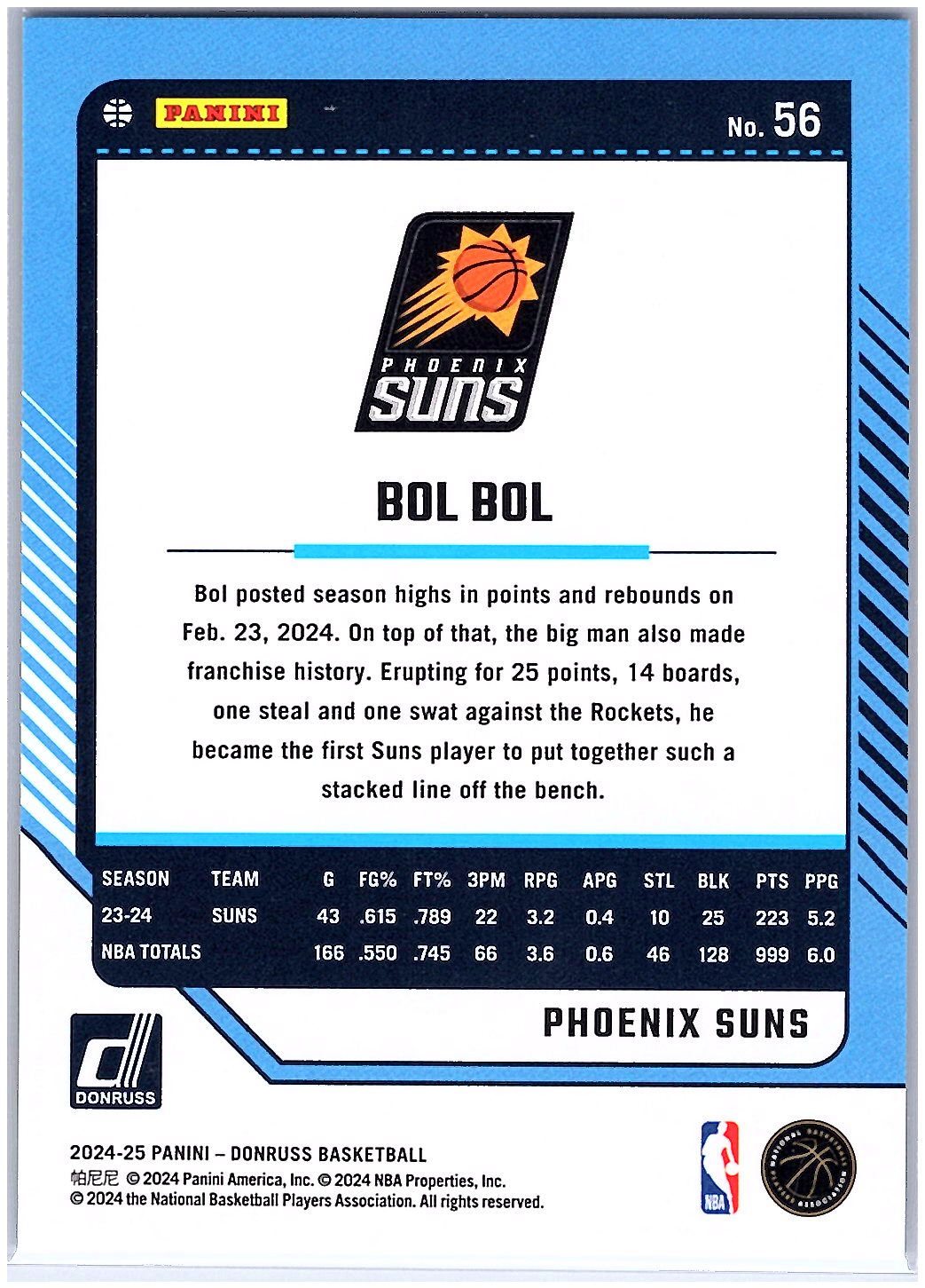 2024-25 Donruss #56 Bol Bol Storm #/299