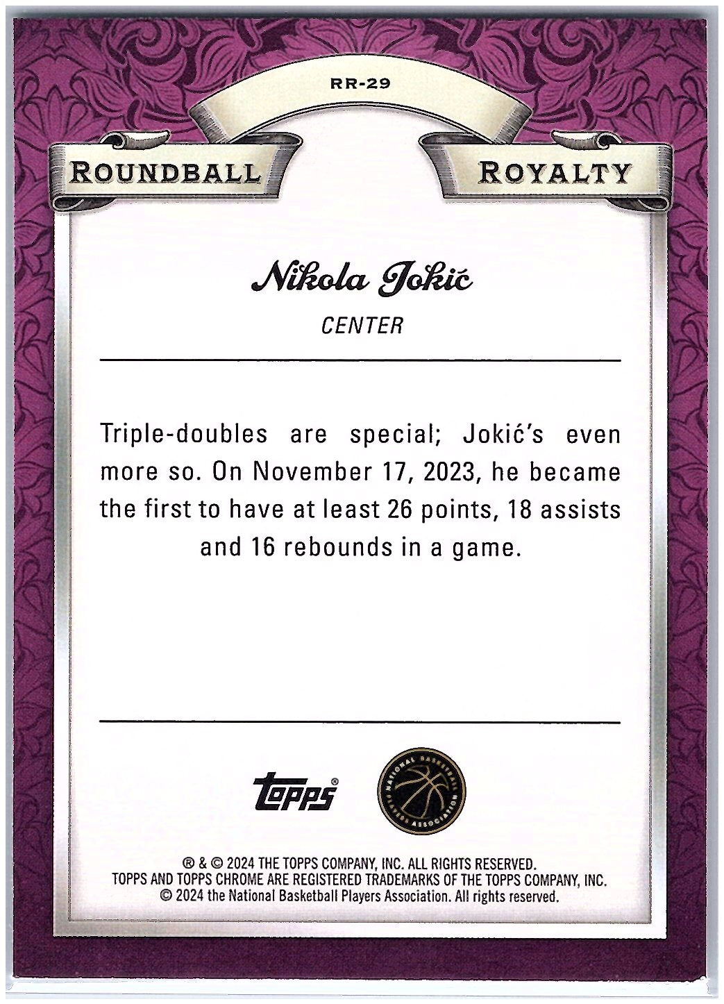 2023-24 Topps Chrome #RR-29 Nikola Jokic Roundball Royalty