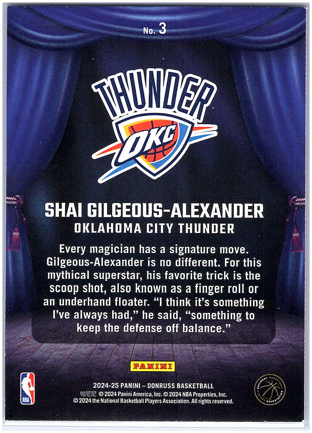 2024-25 Donruss #3 Shai Gilgeous-Alexander Magicians