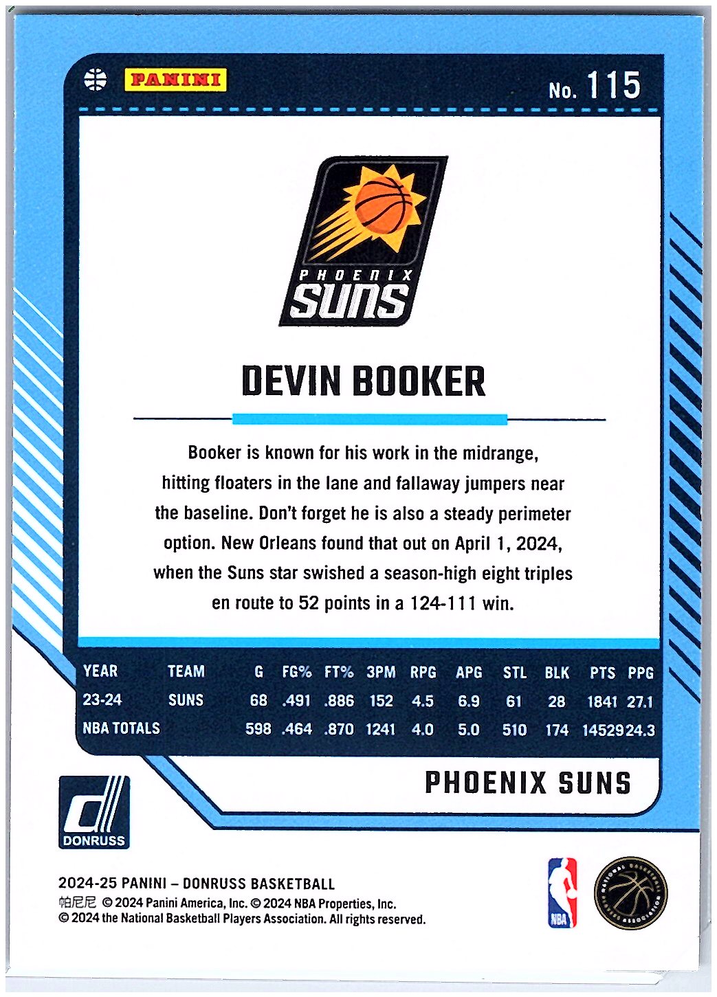2024-25 Donruss #115 Devin Booker Holo Green Laser