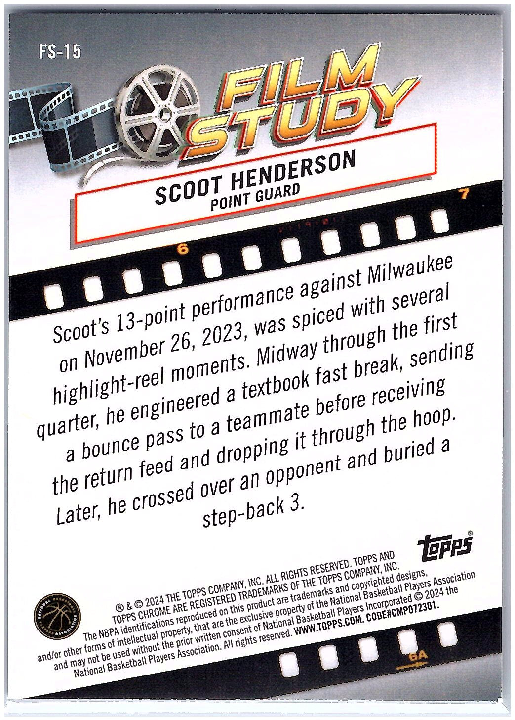 2023-24 Topps Chrome #FS-15 Scoot Henderson Film Study
