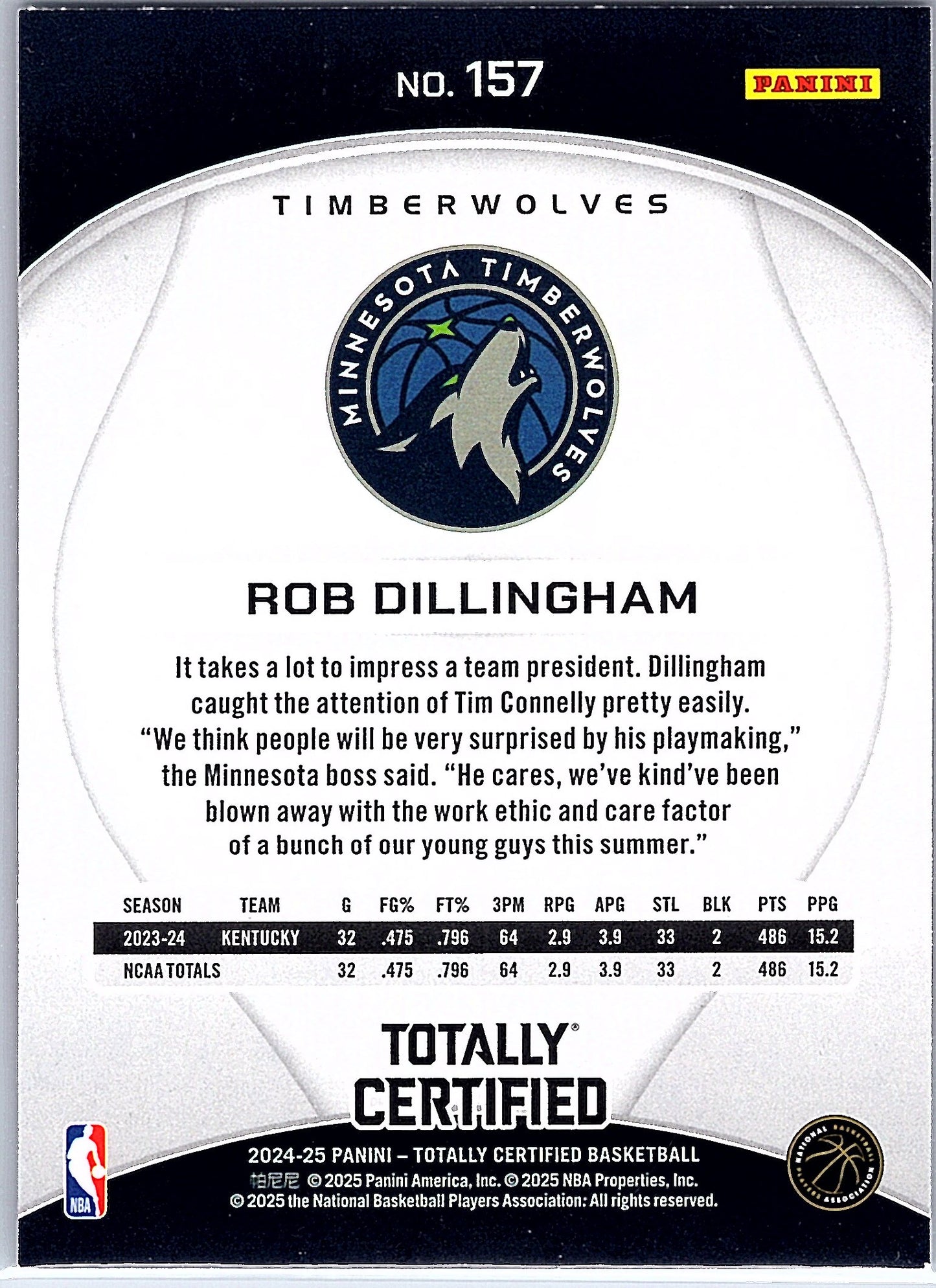 2024-25 Panini Totally Certified #157 Rob Dillingham Mirror Maroon
