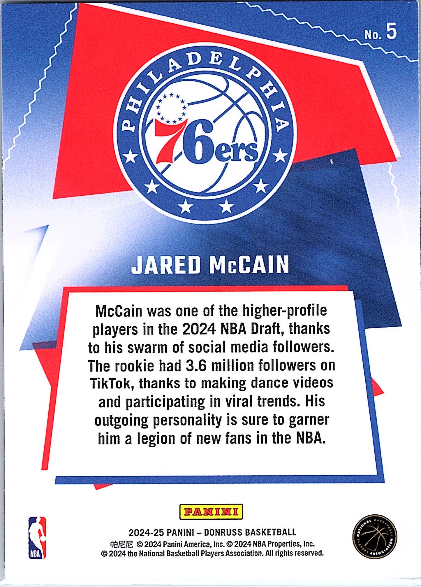 2024-25 Donruss #5 Jared McCain Great X-Pectations