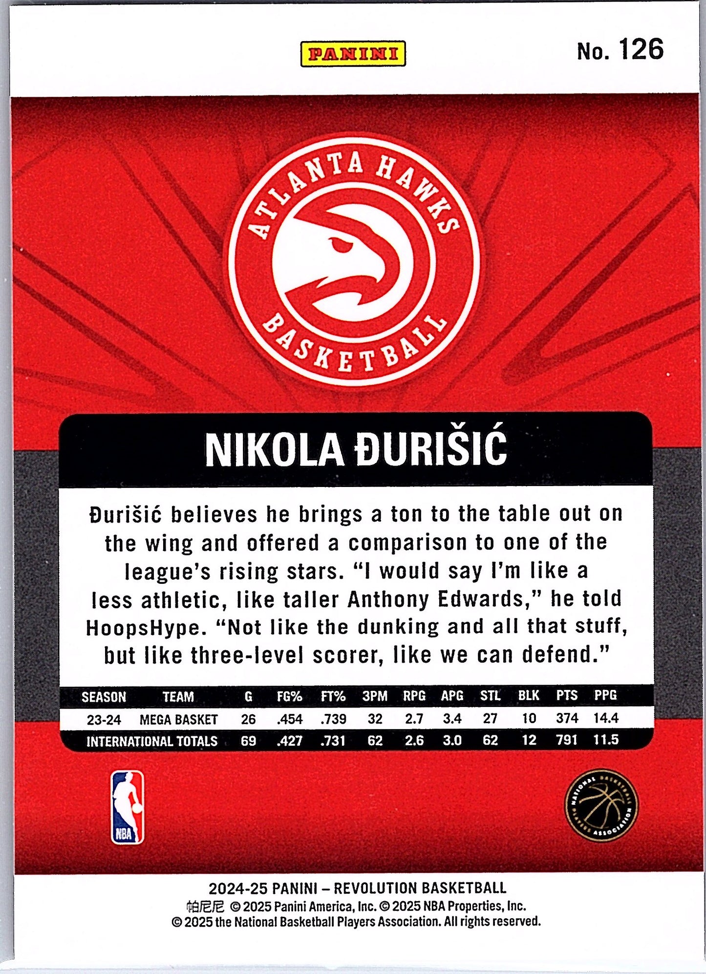 2024-25 Panini Revolution #126 Nikola Durisic