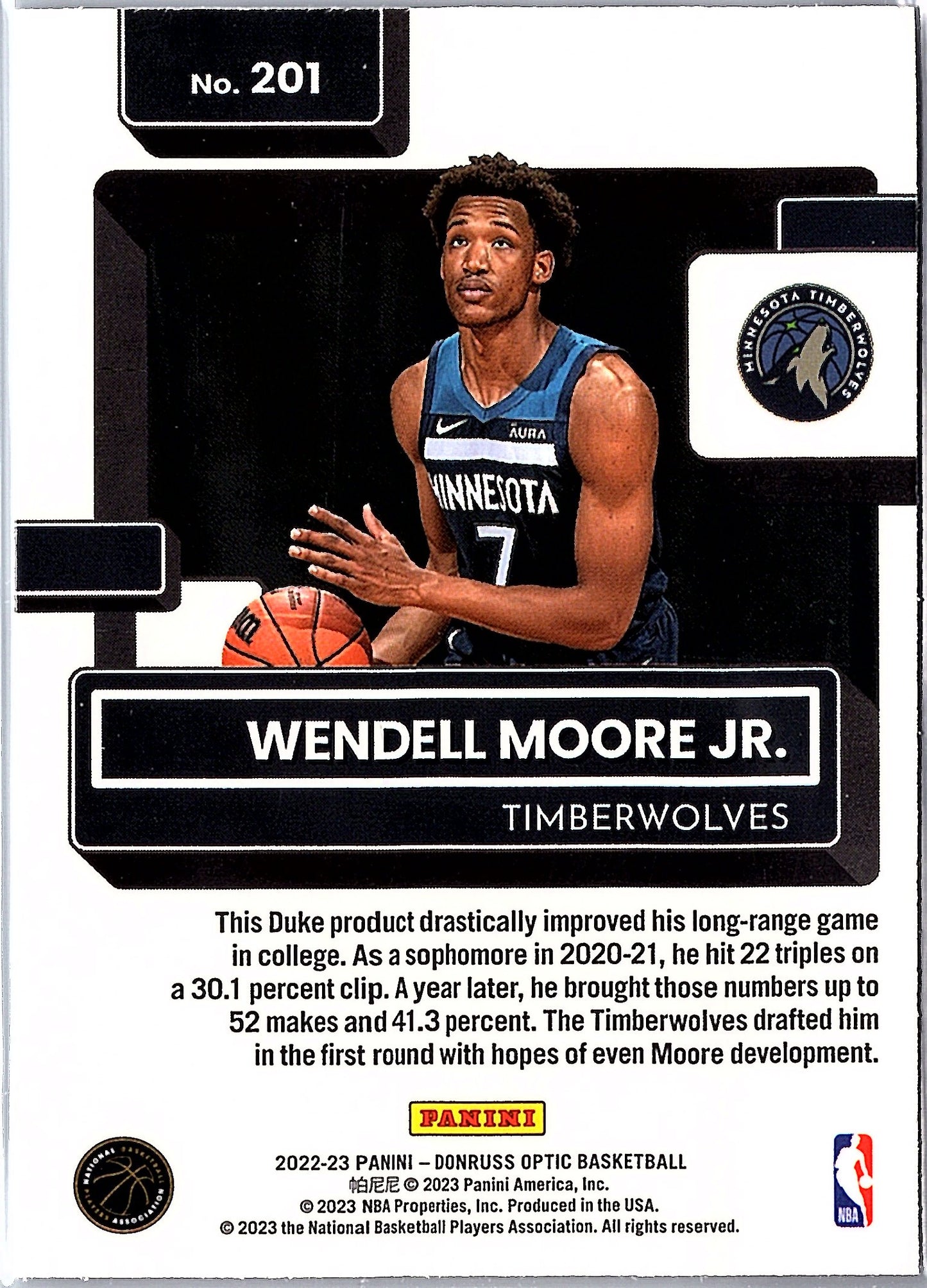 2022-23 Donruss Optic #201 Wendell Moore Jr.