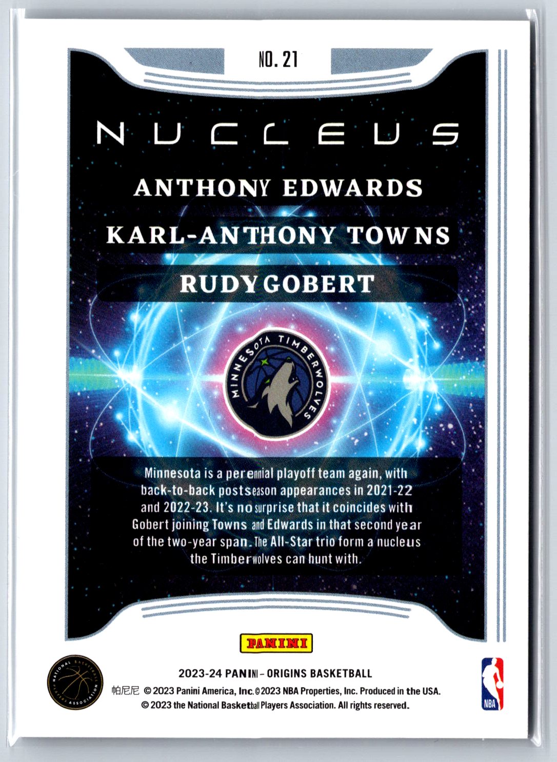 2023-24 Panini Origins #21 Towns /Gobert /Edwards Nucleus