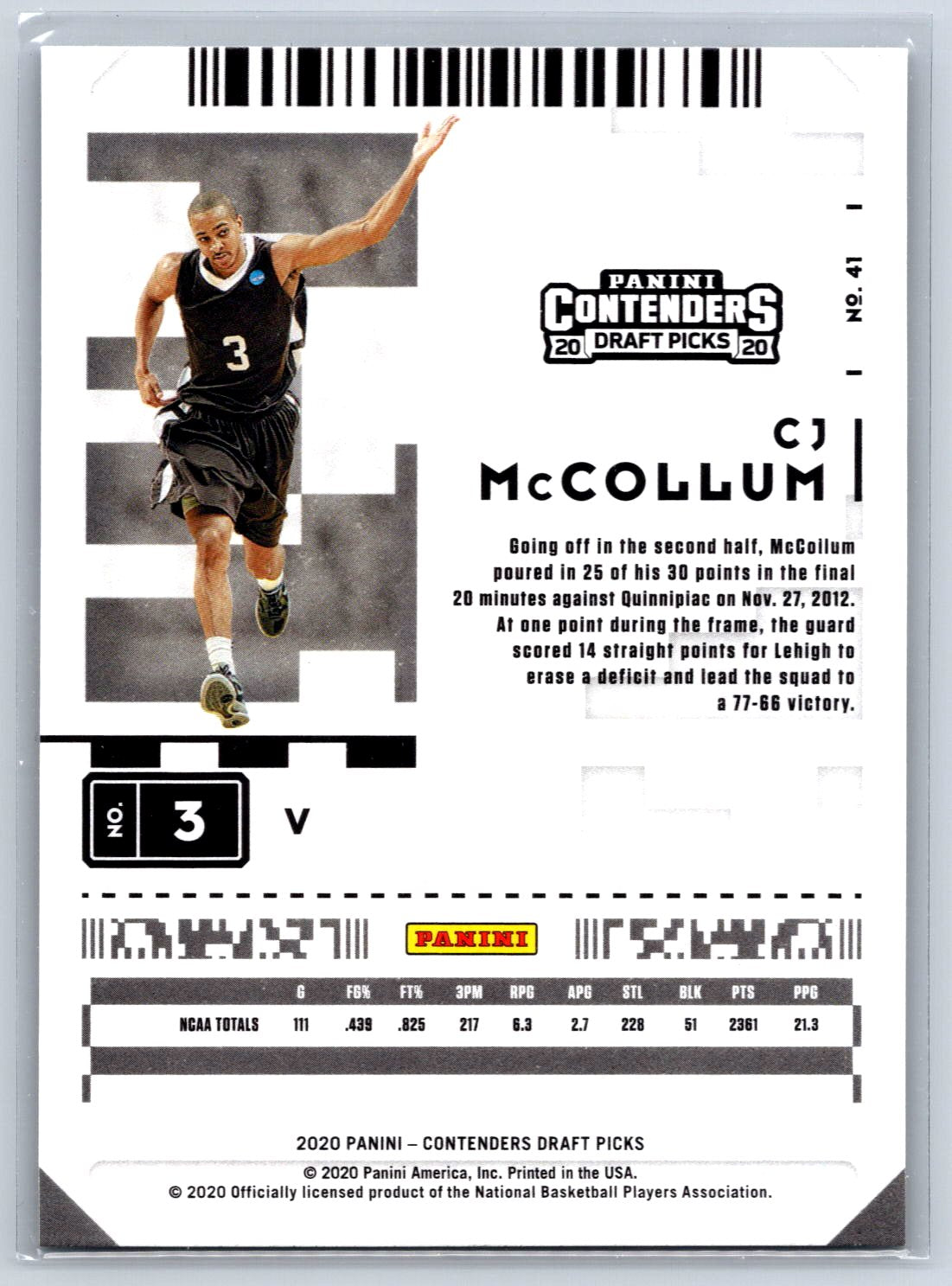 2020 Panini Contenders Draft Picks #41b CJ McCollum Game Ticket Green Explosion