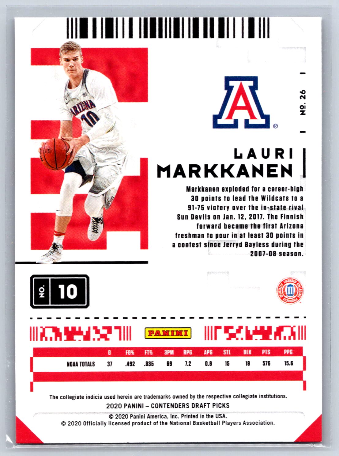 2020 Panini Contend Draft Picks #26 Lauri Markkanen Game Ticket Green Explosion