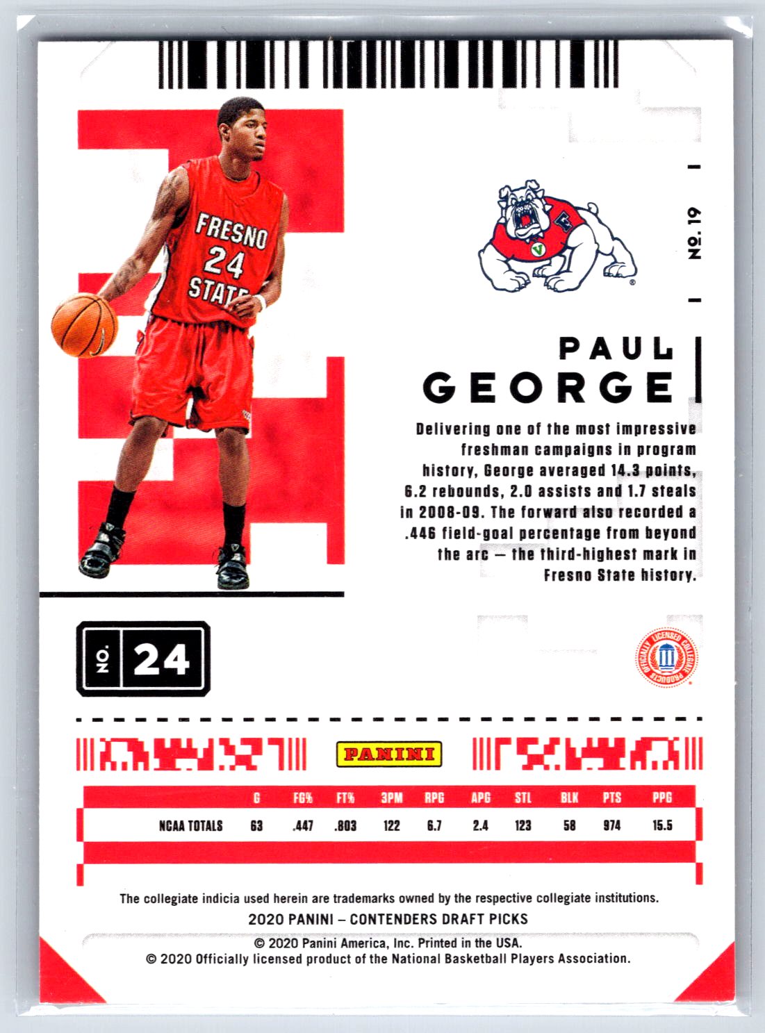 2020 Panini Contenders Draft Picks #19 Paul George Game Ticket Green Explosion