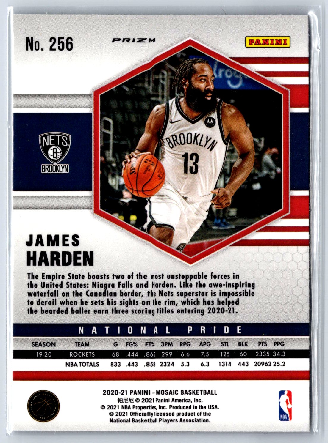 2020-21 Panini Mosaic #256 James Harden Mosaic Green