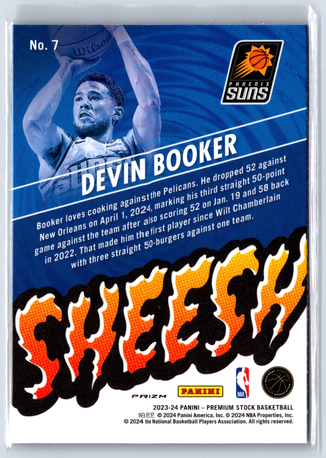2023-24 Hoops Premium Stock #7 Devin Booker Sheesh Silver Prizm
