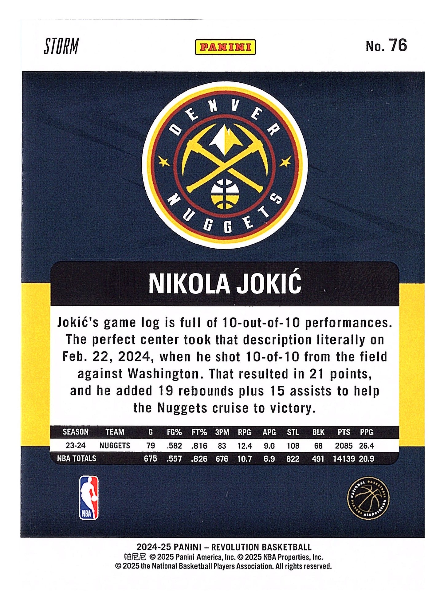 2024-25 Panini Revolution #76 Nikola Jokic Blue Storm
