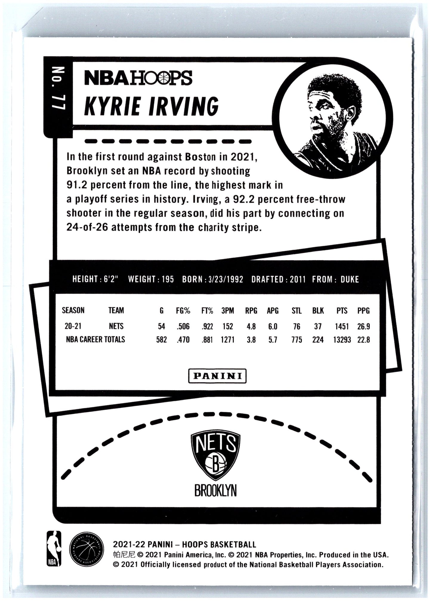 2021-22 Hoops #77 Kyrie Irving Teal Explosion
