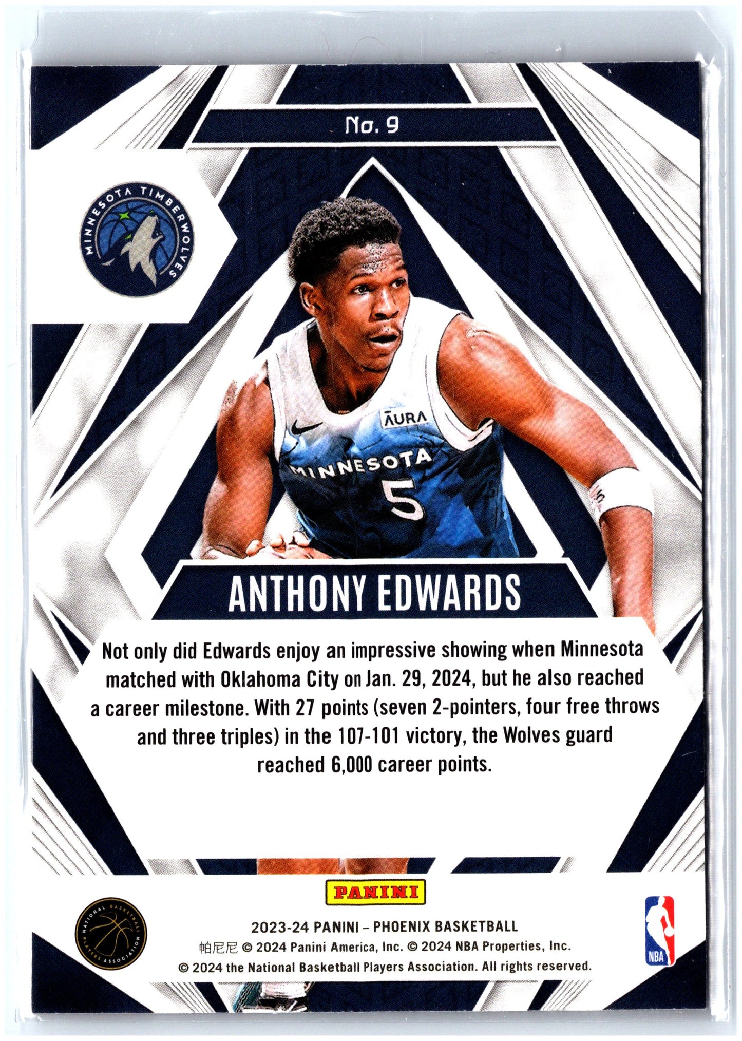 2023-24 Panini Phoenix #9 Anthony Edwards Paragon Phoenix Red Ice