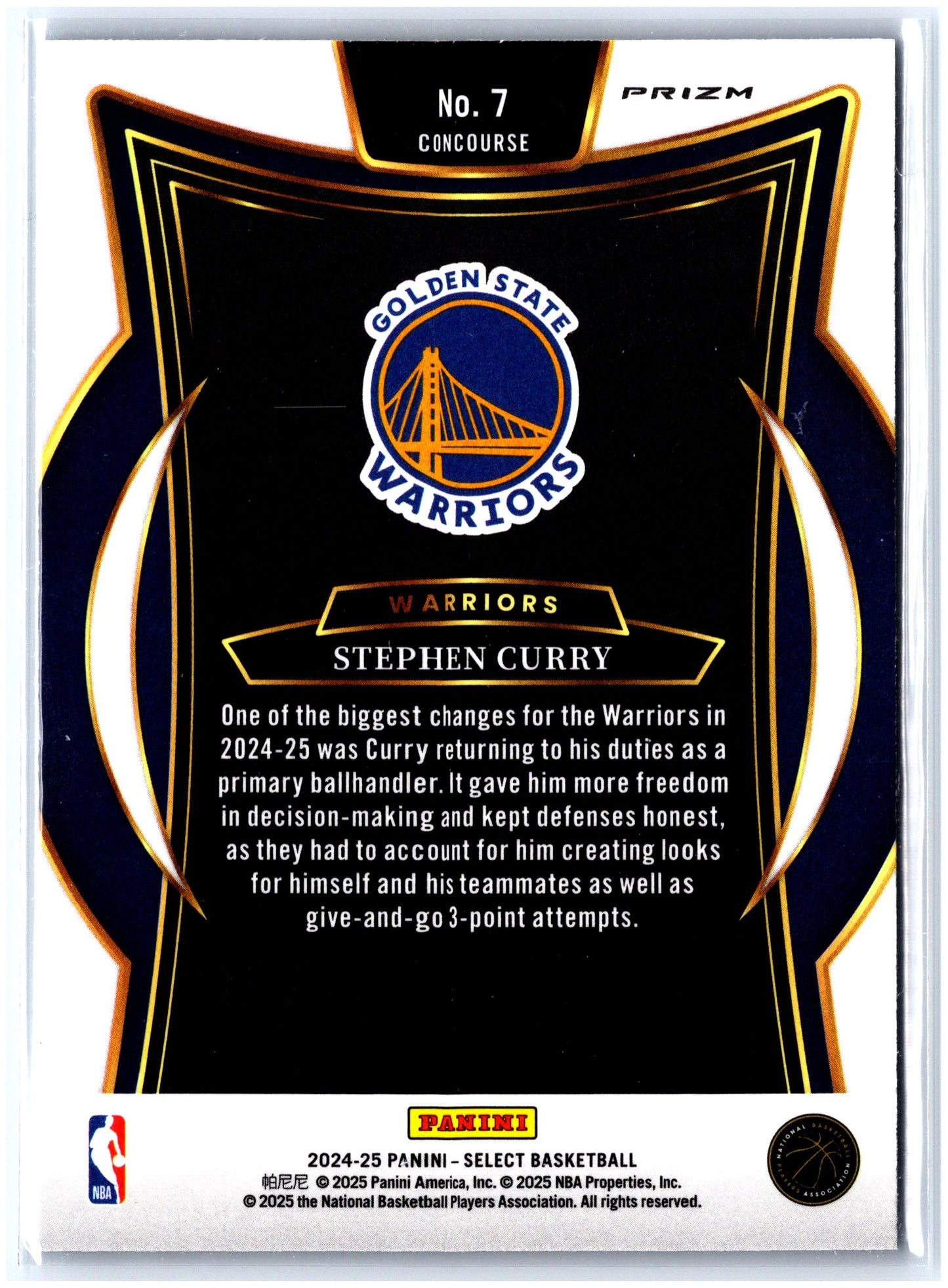 2024-25 Panini Select #7 Stephen Curry Blue Prizm