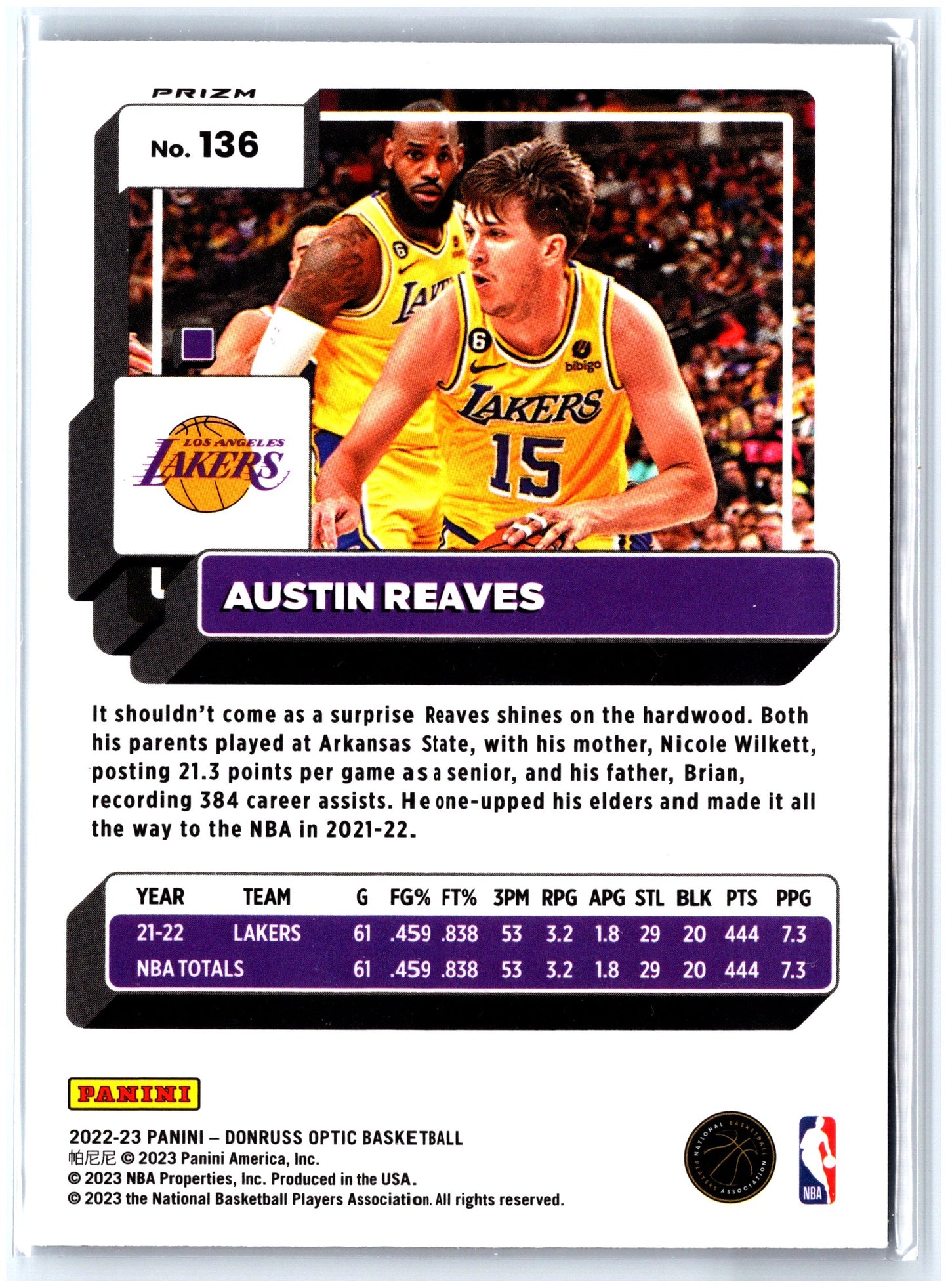 2022-23 Donruss Optic #136 Austin Reaves Holo
