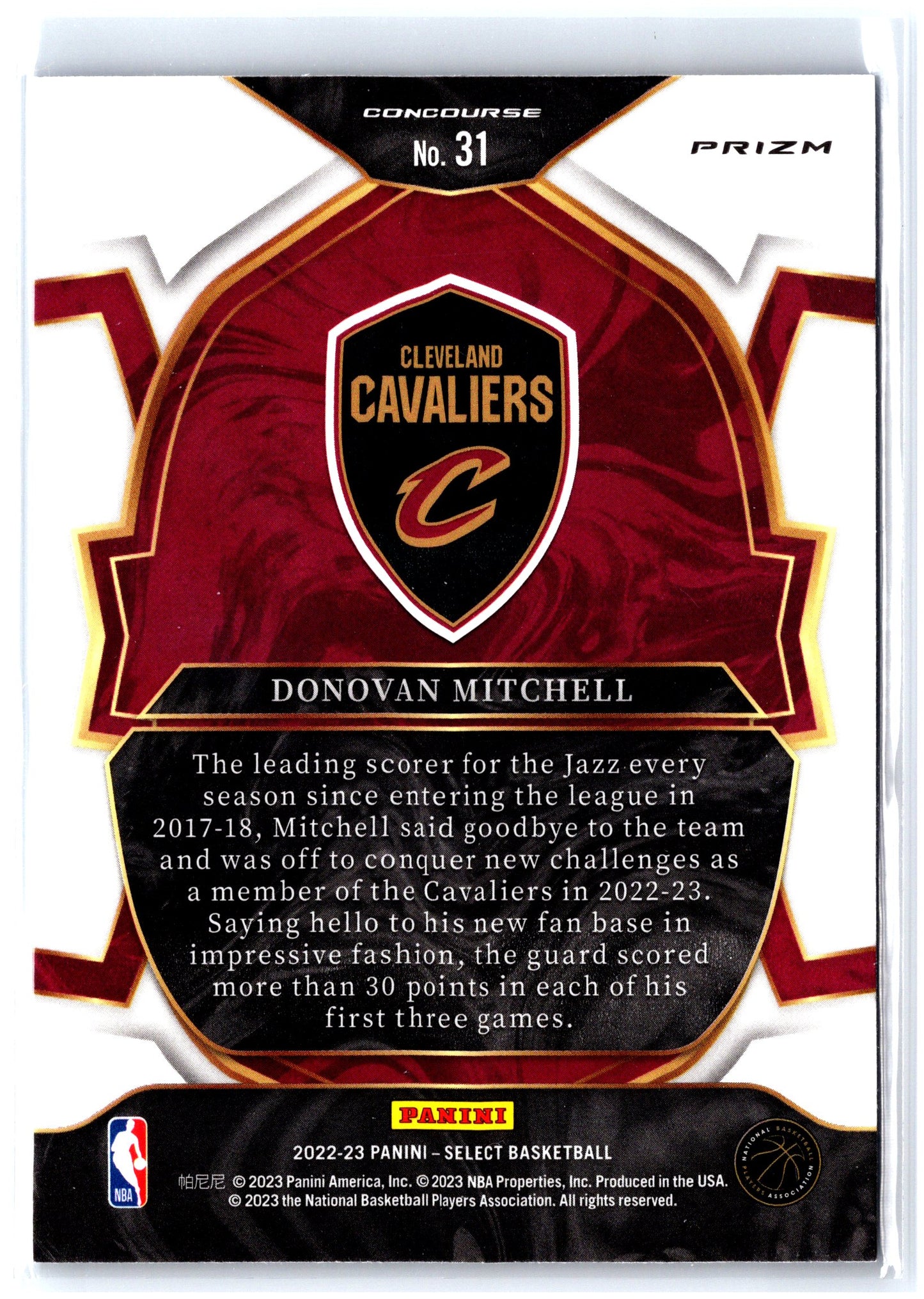 2022-23 Panini Select #31 Donovan Mitchell Blue Prizms
