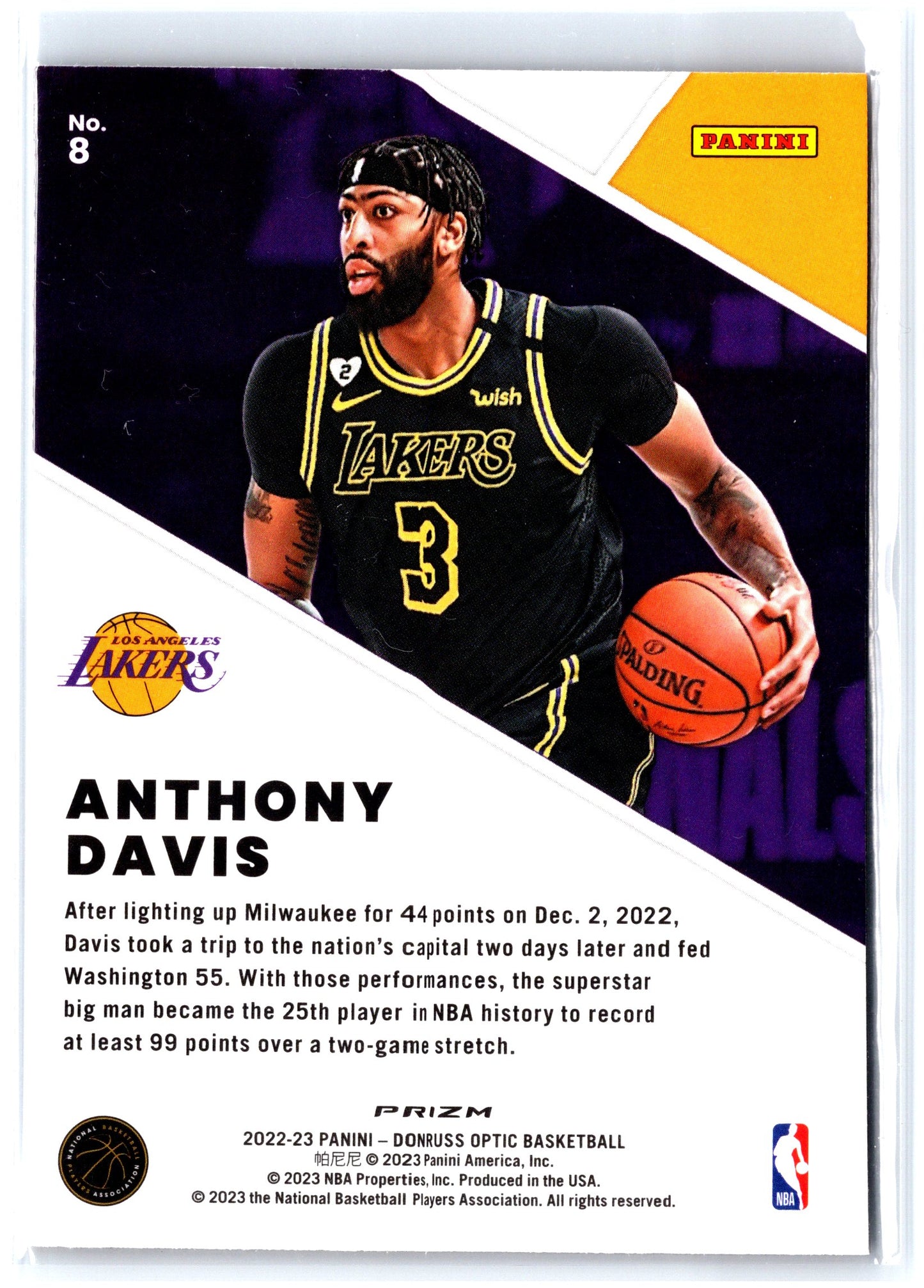 2022-23 Donruss Optic #8 Anthony Davis Winner Stays Holo