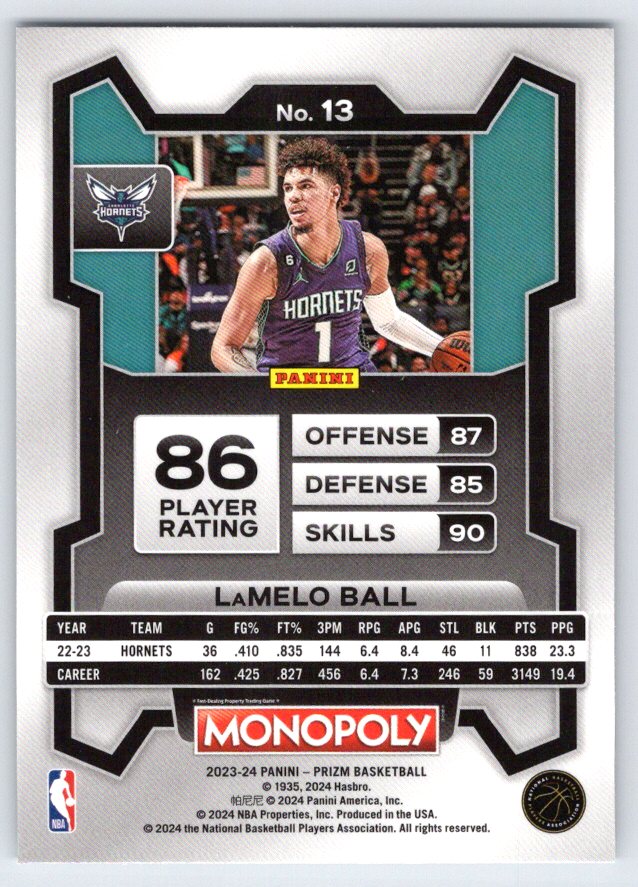 2023-24 Prizm Monopoly Lamelo Ball #13
