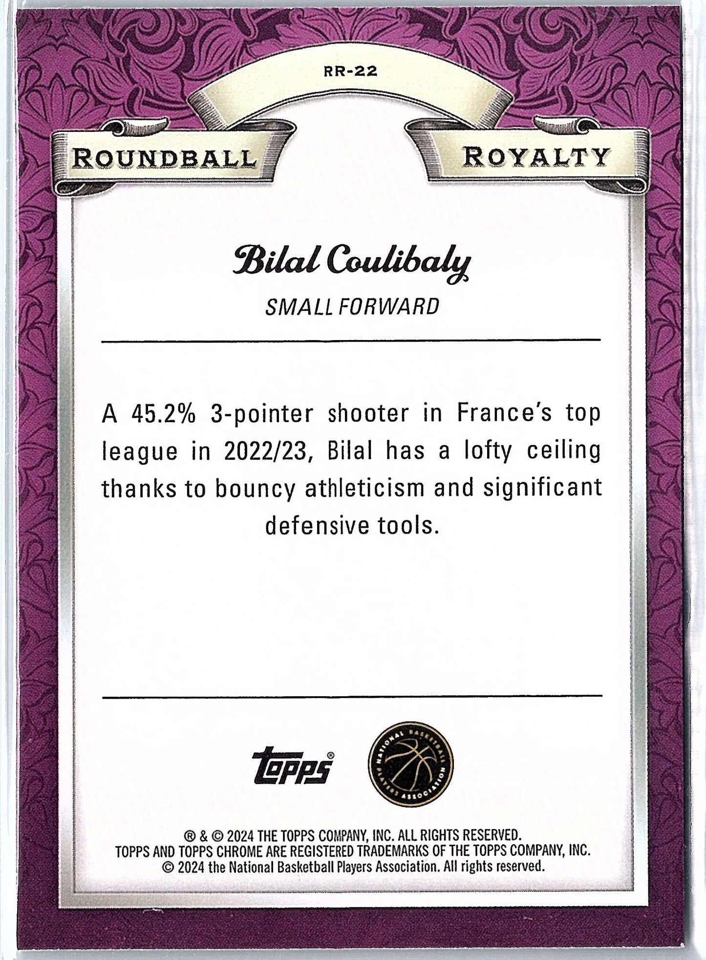 2023-24 Topps Chrome #RR-22 Bilal Coulibaly Royalty Refractor Green Topps