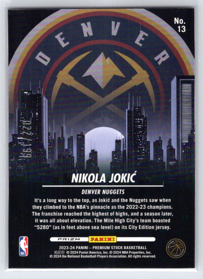 2023-24 Panini Premium Stock #13 Nikola Jokic SN