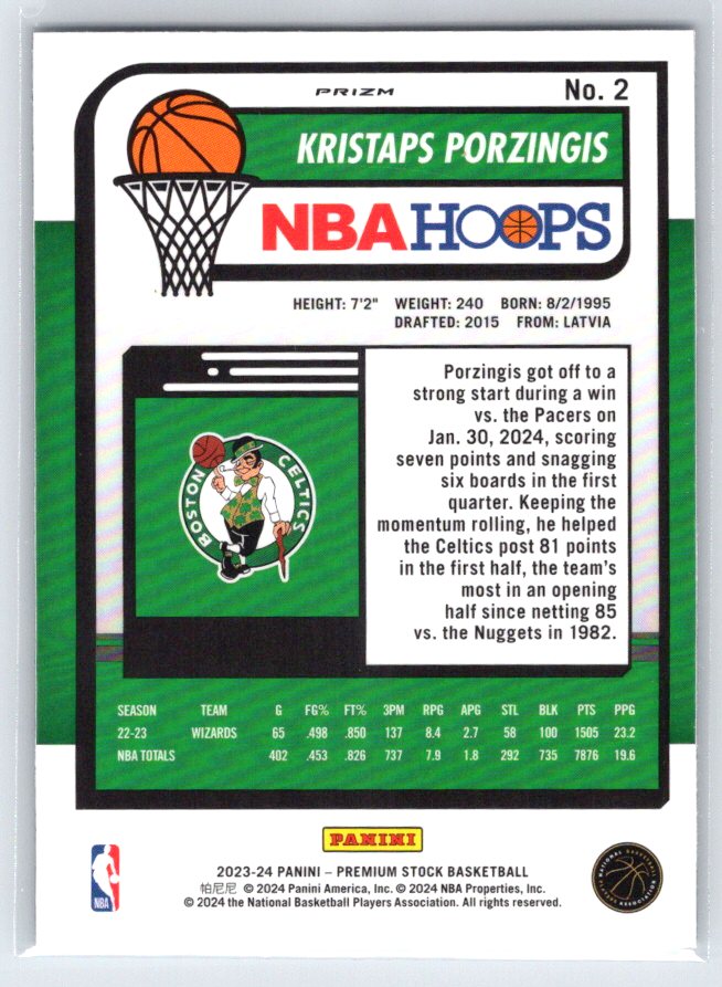 2023-24 Panini Premium Stock #2 Kristaps Porzingis