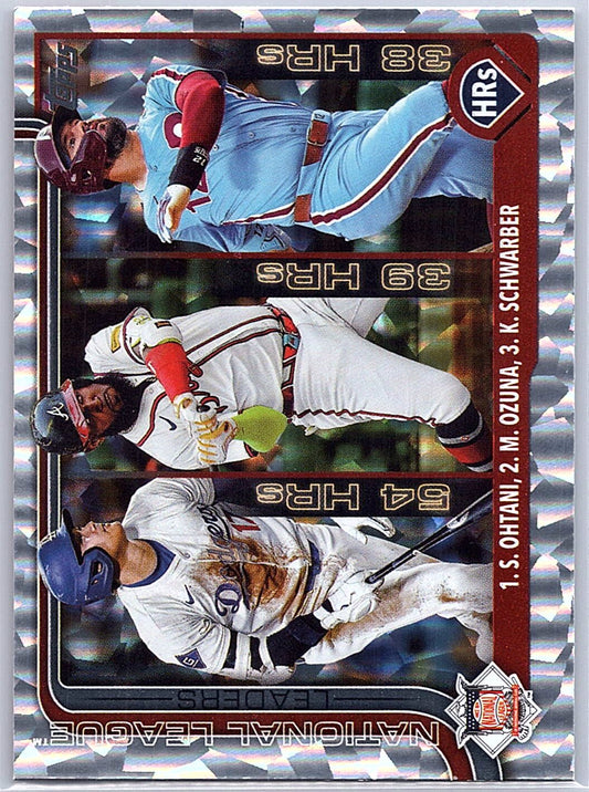2025 Topps #144 Leaders HR (Shohei Ohtani / Marcell Ozuna / Kyle Schwarber)