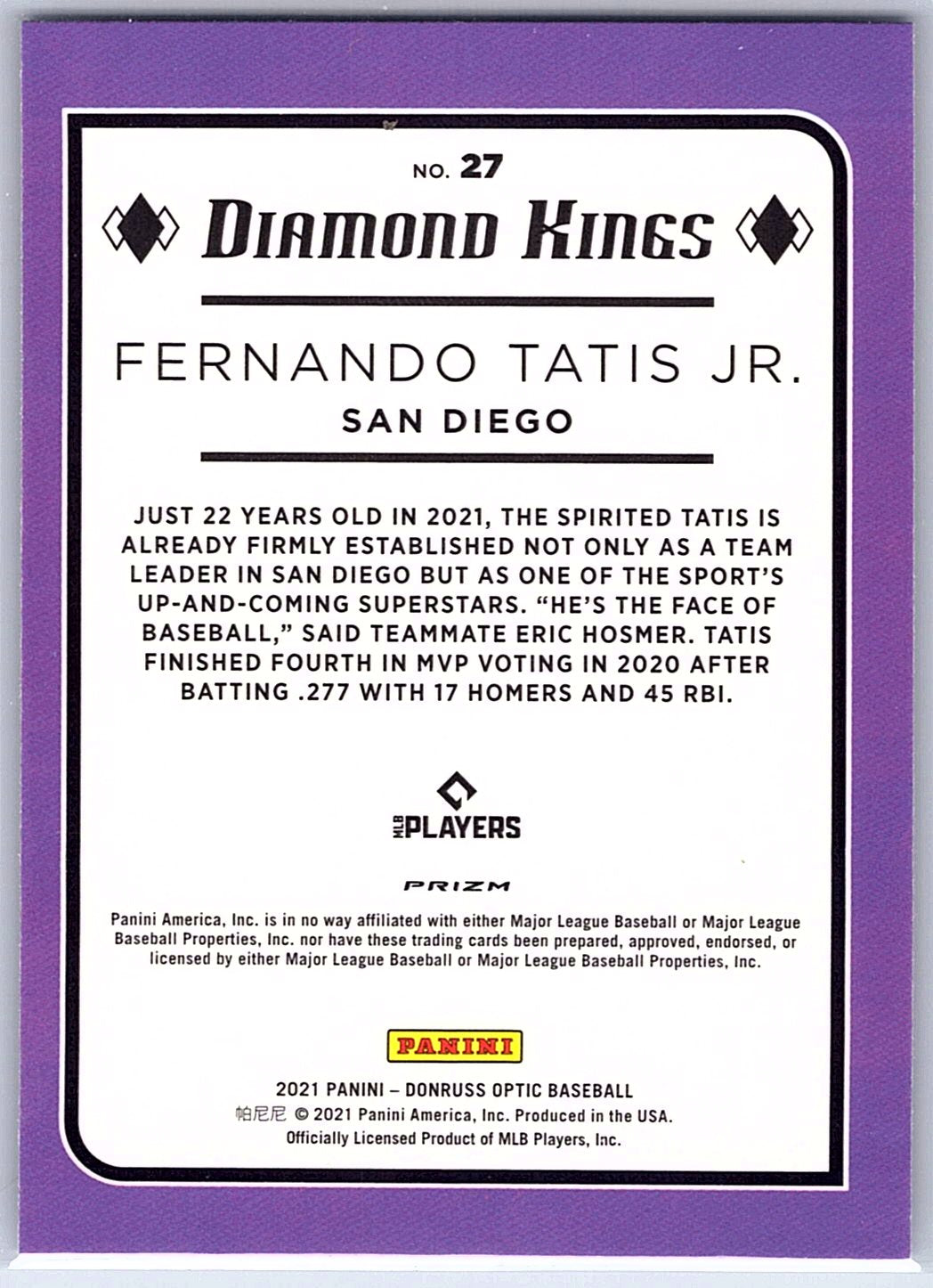 2021 Donruss Optic #27 Fernando Tatis Jr.