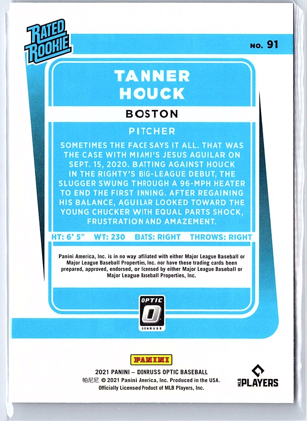 2021 Donruss Optic #91 Tanner Houck RC Rookie