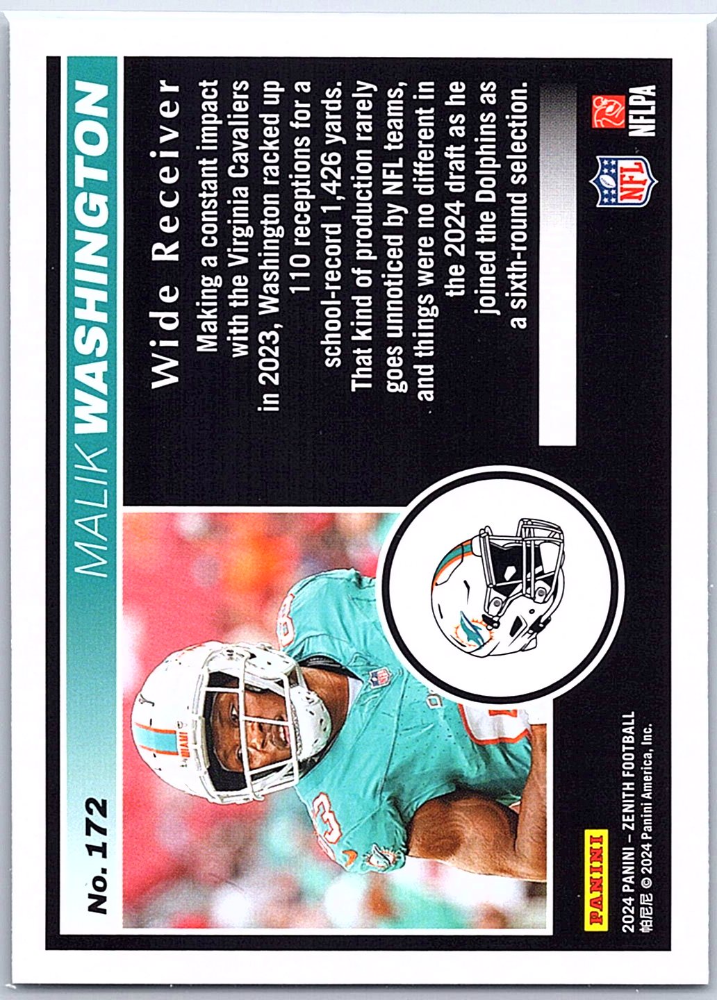2024 Panini Zenith #172 Malik Washington RC Rookie