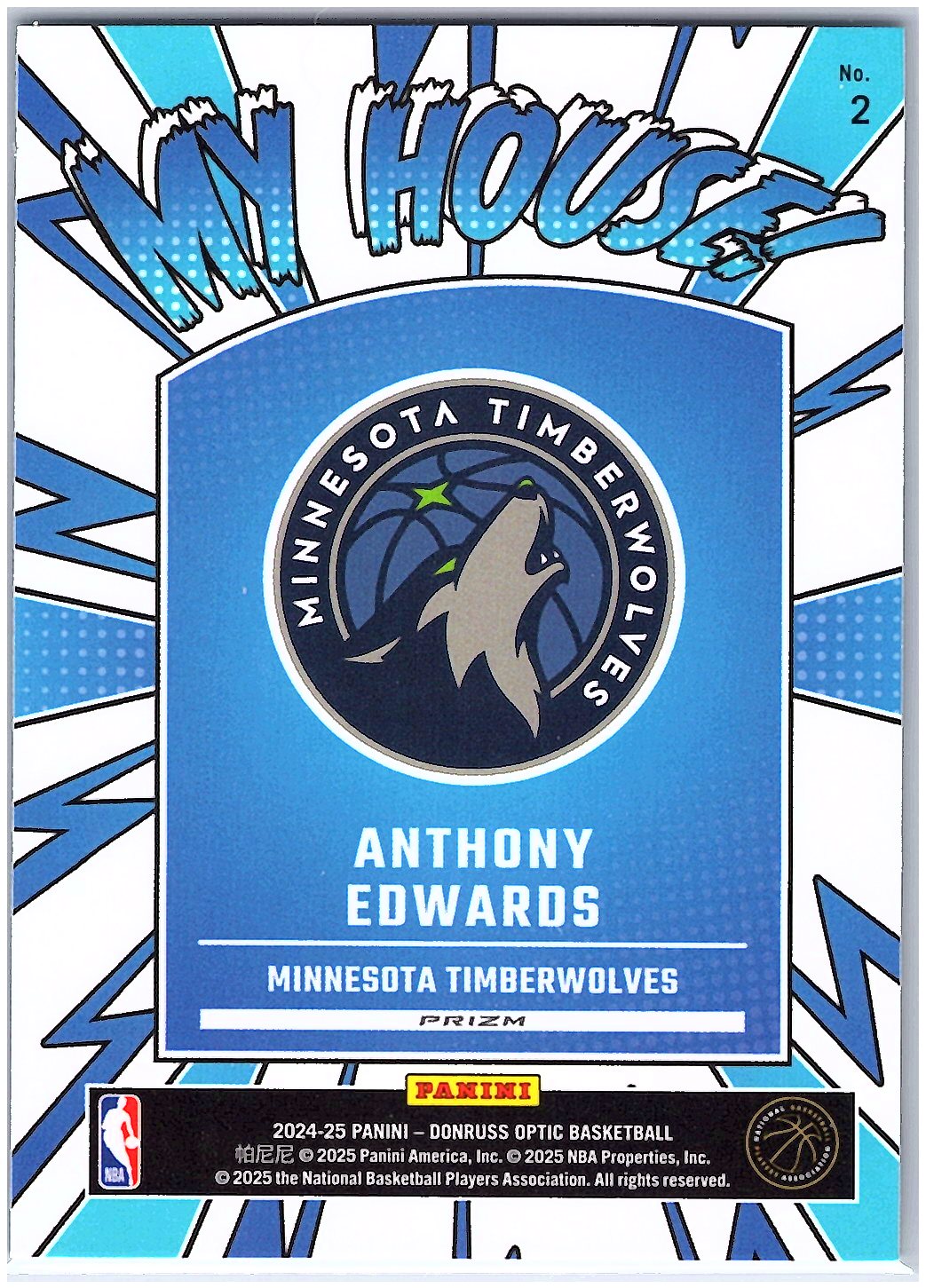 2024-25 Donruss Optic #2 Anthony Edwards My House Holo