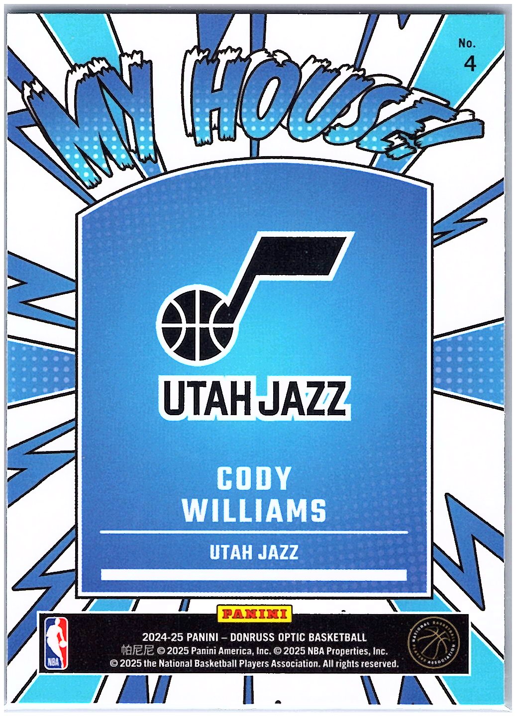 2024-25 Donruss Optic #4 Cody Williams My House