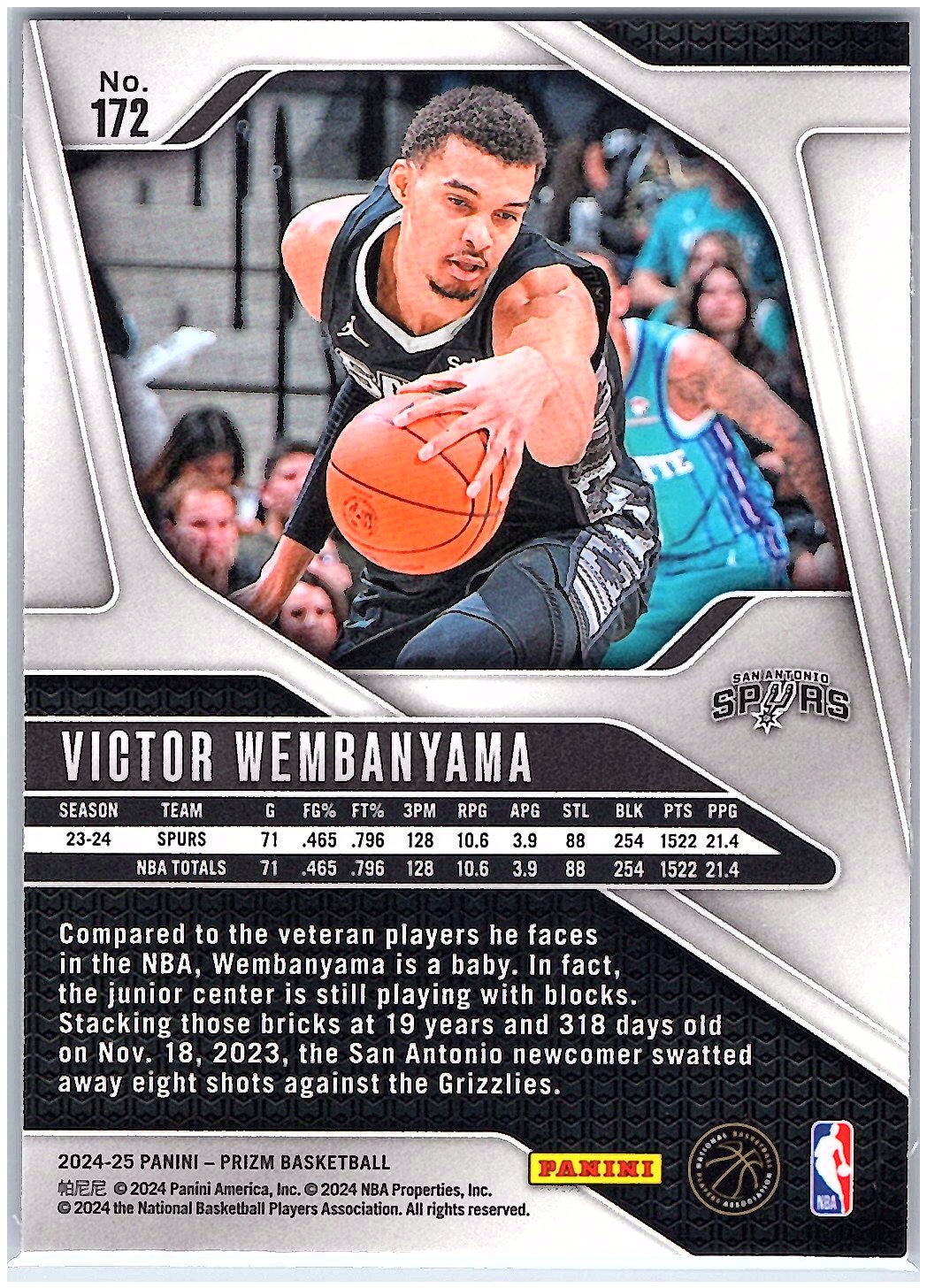 2024-25 Panini Prizm #172 Victor Wembanyama