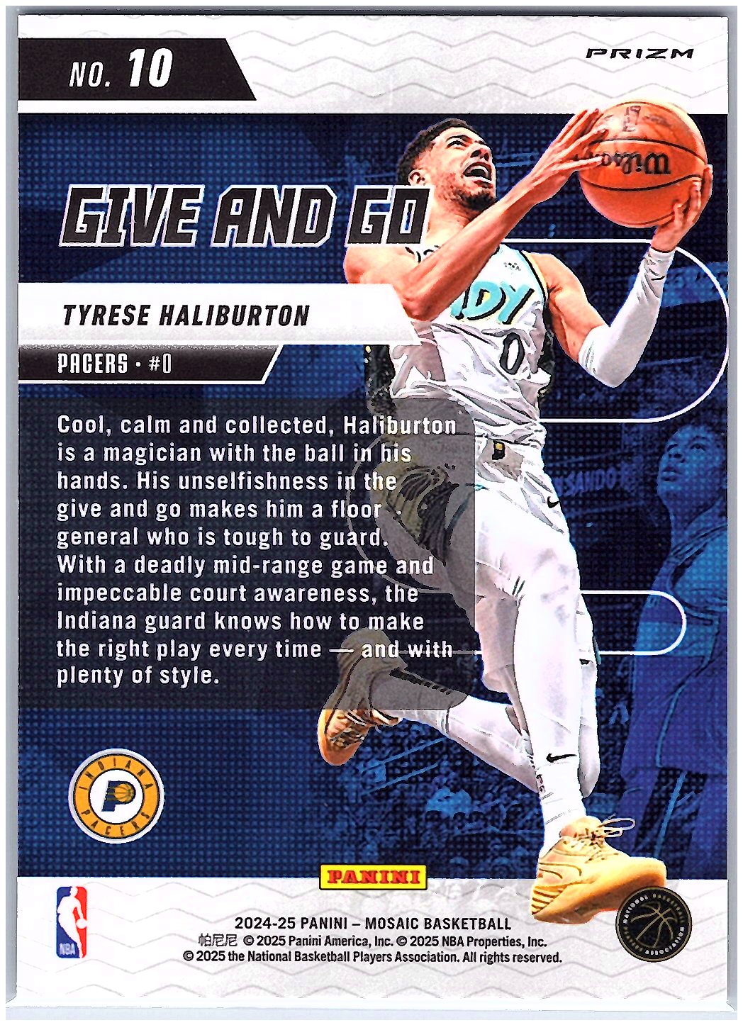 2024-25 Panini Mosaic #10 Tyrese Haliburton Give and Go Mosaic Green