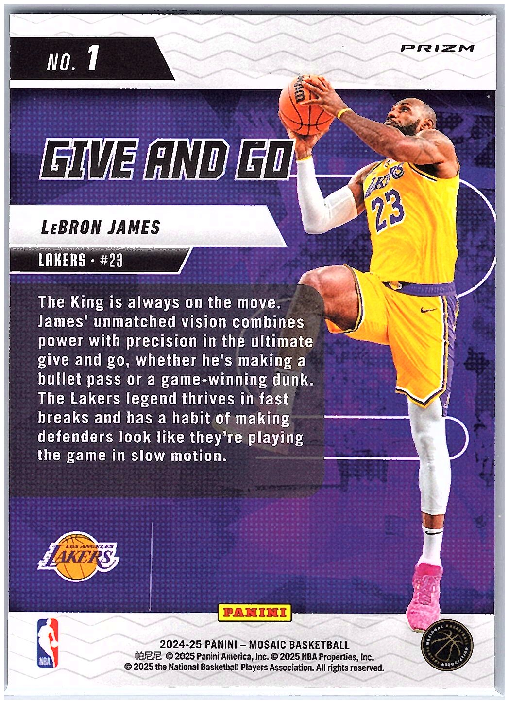 2024-25 Panini Mosaic #1 LeBron James Give and Go Mosaic