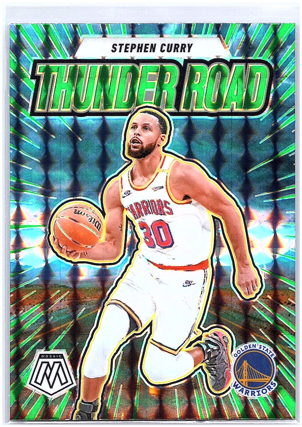2024-25 Panini Mosaic #5 Stephen Curry Thunder Road Mosaic Green