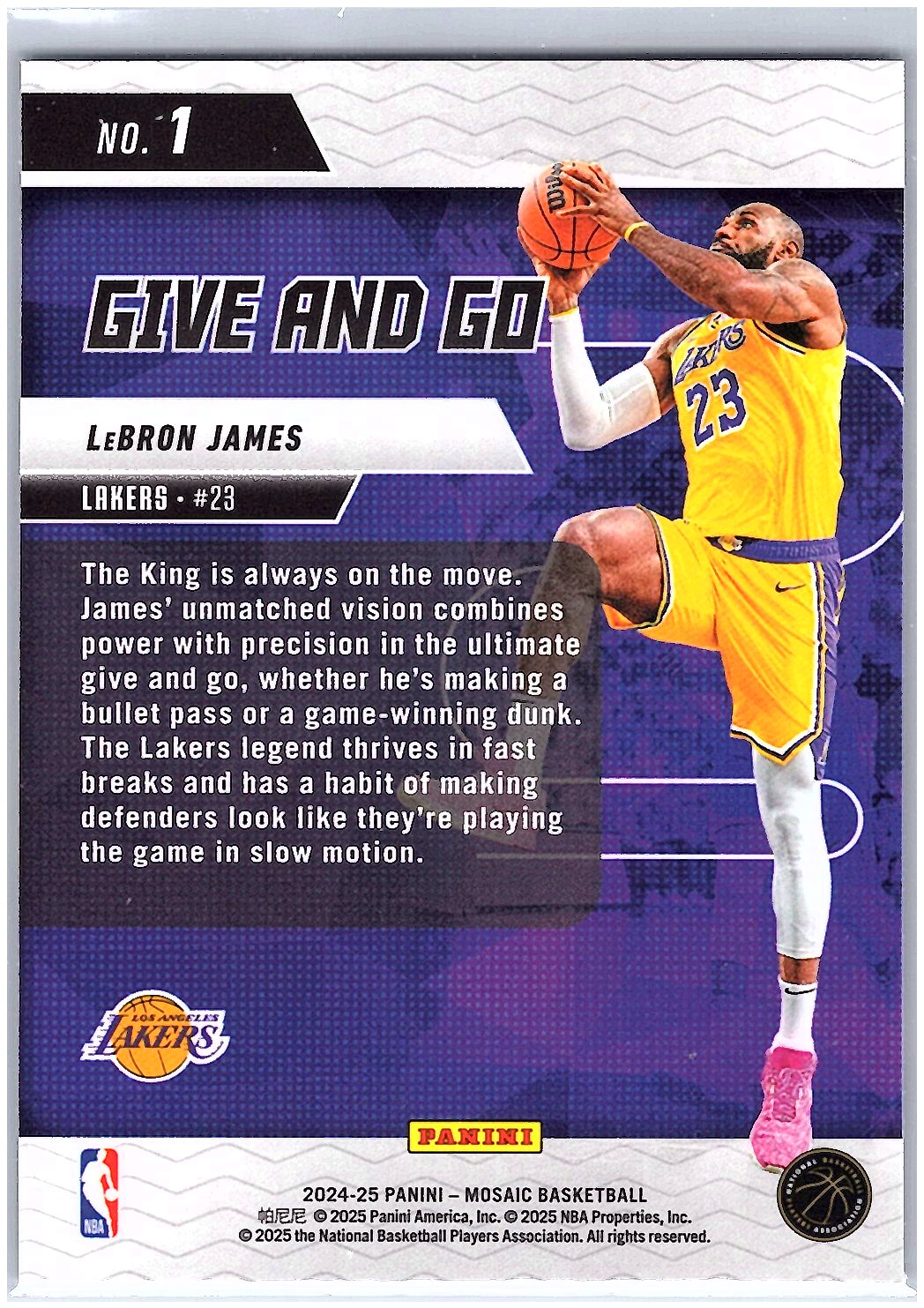 2024-25 Panini Mosaic #1 LeBron James Give and Go