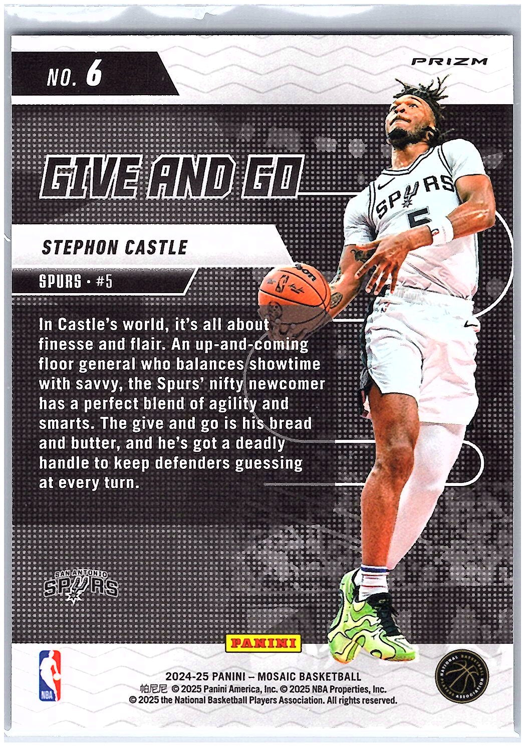 2024-25 Panini Mosaic #6 Stephon Castle Give and Go Mosaic Green