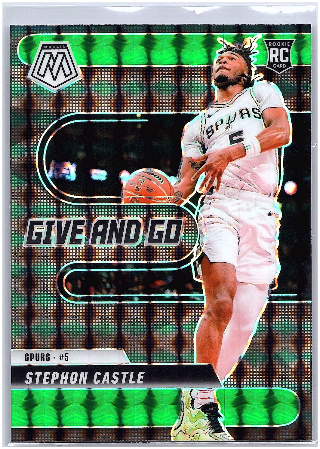 2024-25 Panini Mosaic #6 Stephon Castle Give and Go Mosaic Green