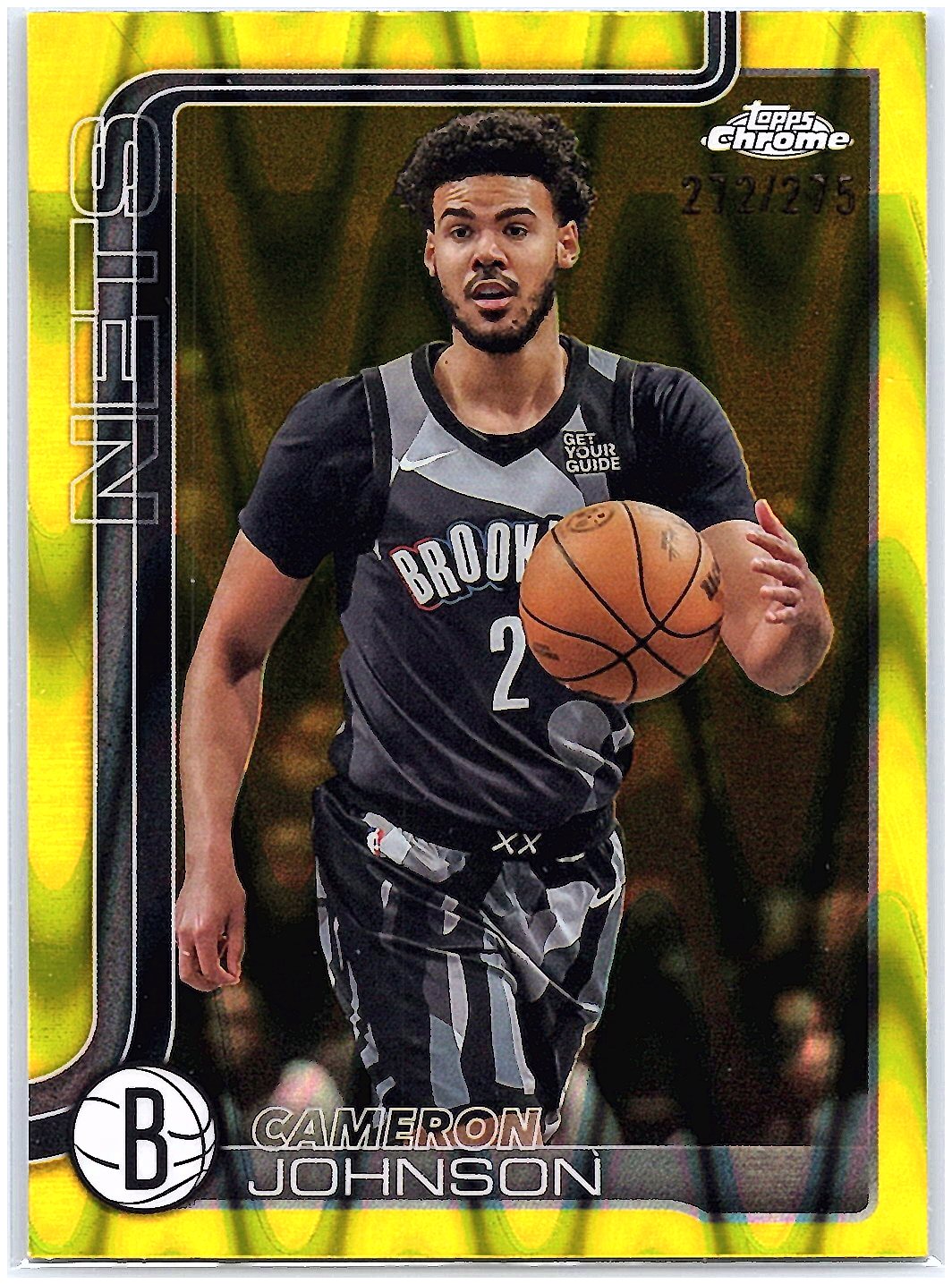 2025-26 Topps Chrome #84 Cameron Johnson Yellow RayWave Refractor #/275