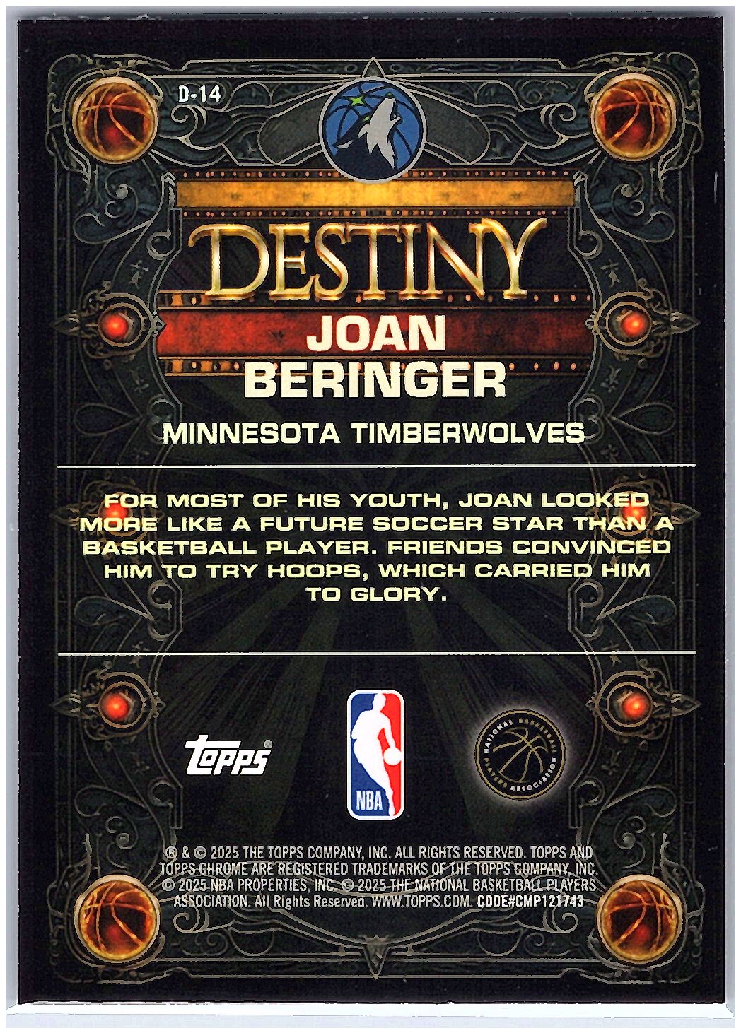 2025-26 Topps Chrome #D-14 Joan Beringer Destiny