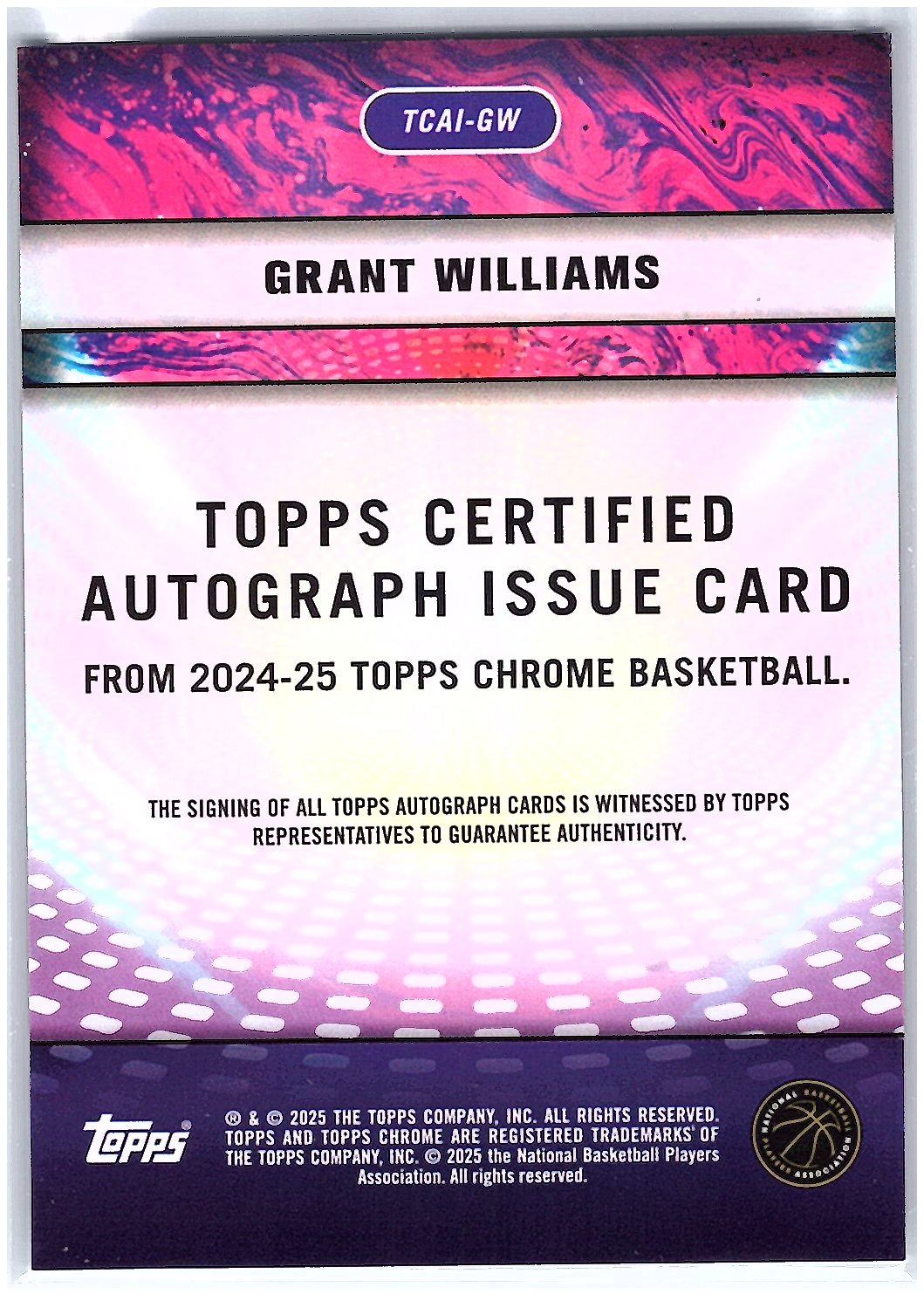 2025-26 Topps Chrome #TCAI-GW Grant Williams