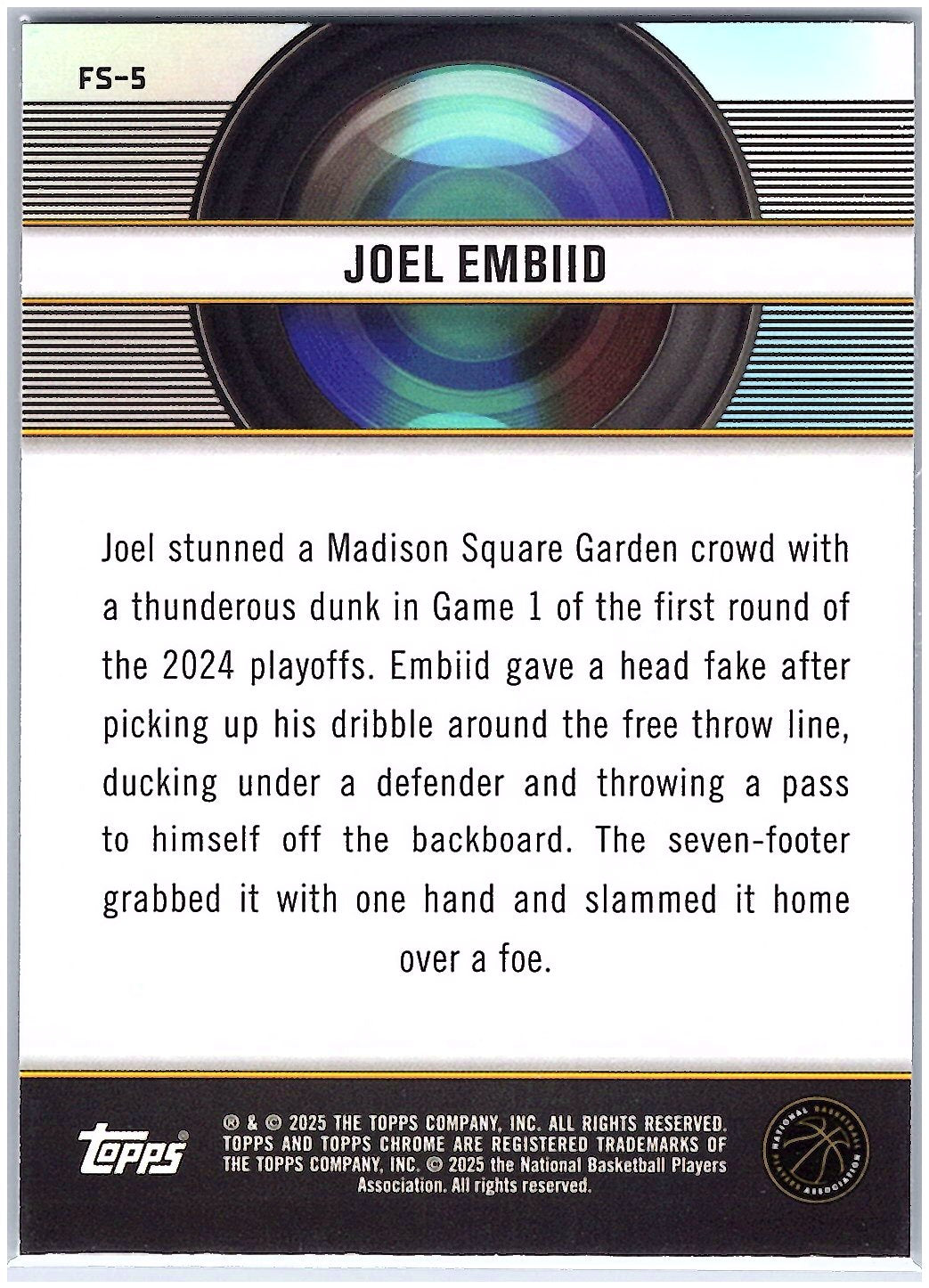2024-25 Topps Chrome #FS-5 Joel Embiid Film Study