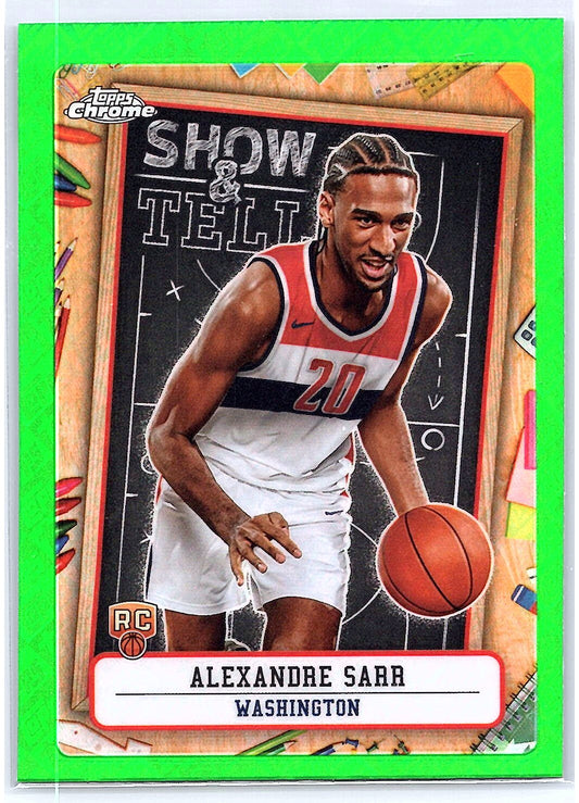 2024-25 Topps Chrome #ST-12 Alexandre Sarr Show and Tell Topps Green Refractor